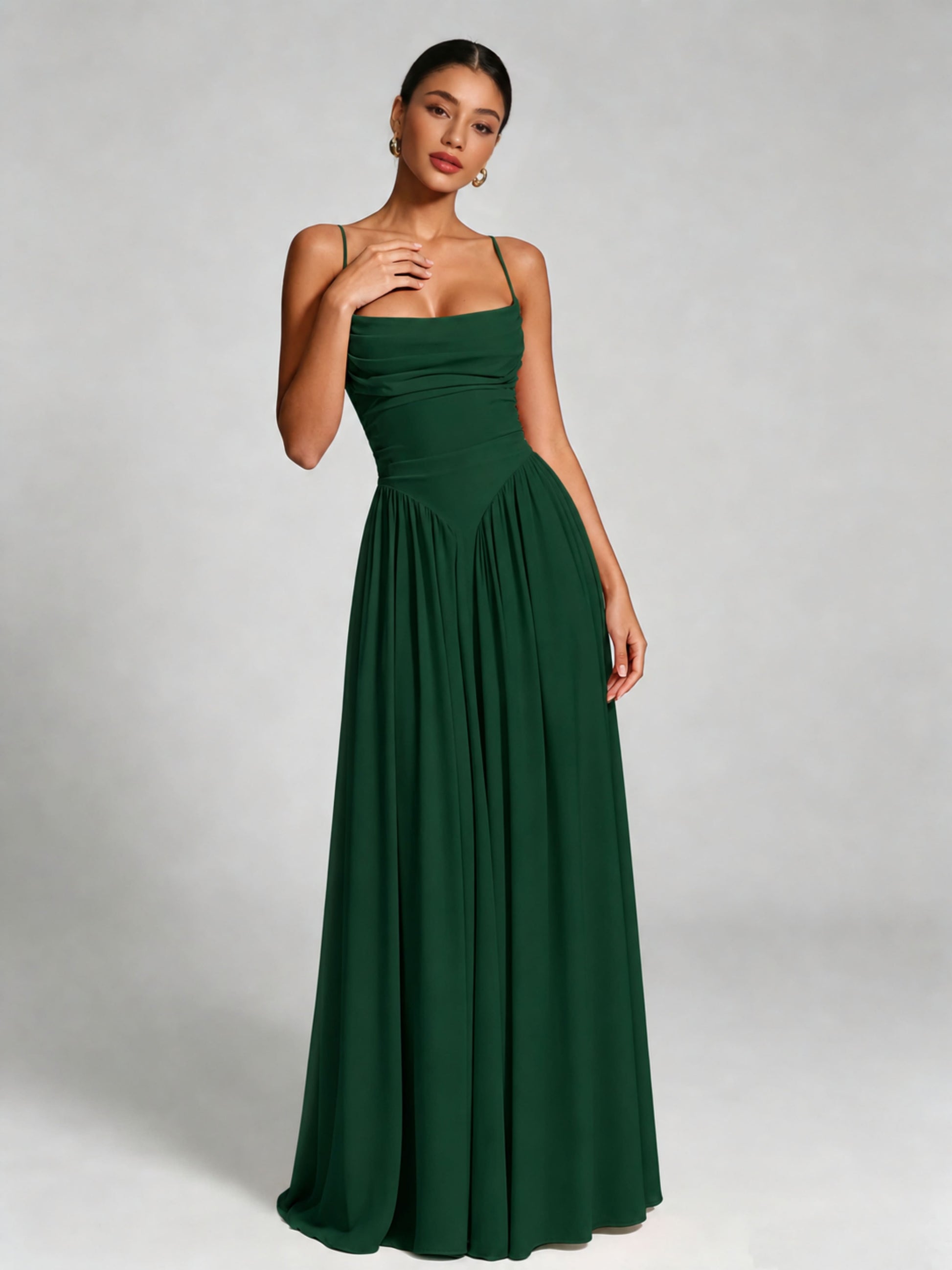 Spaghetti Straps Bridesmaid Dresses Chiffon Backless Wedding Guest Gown