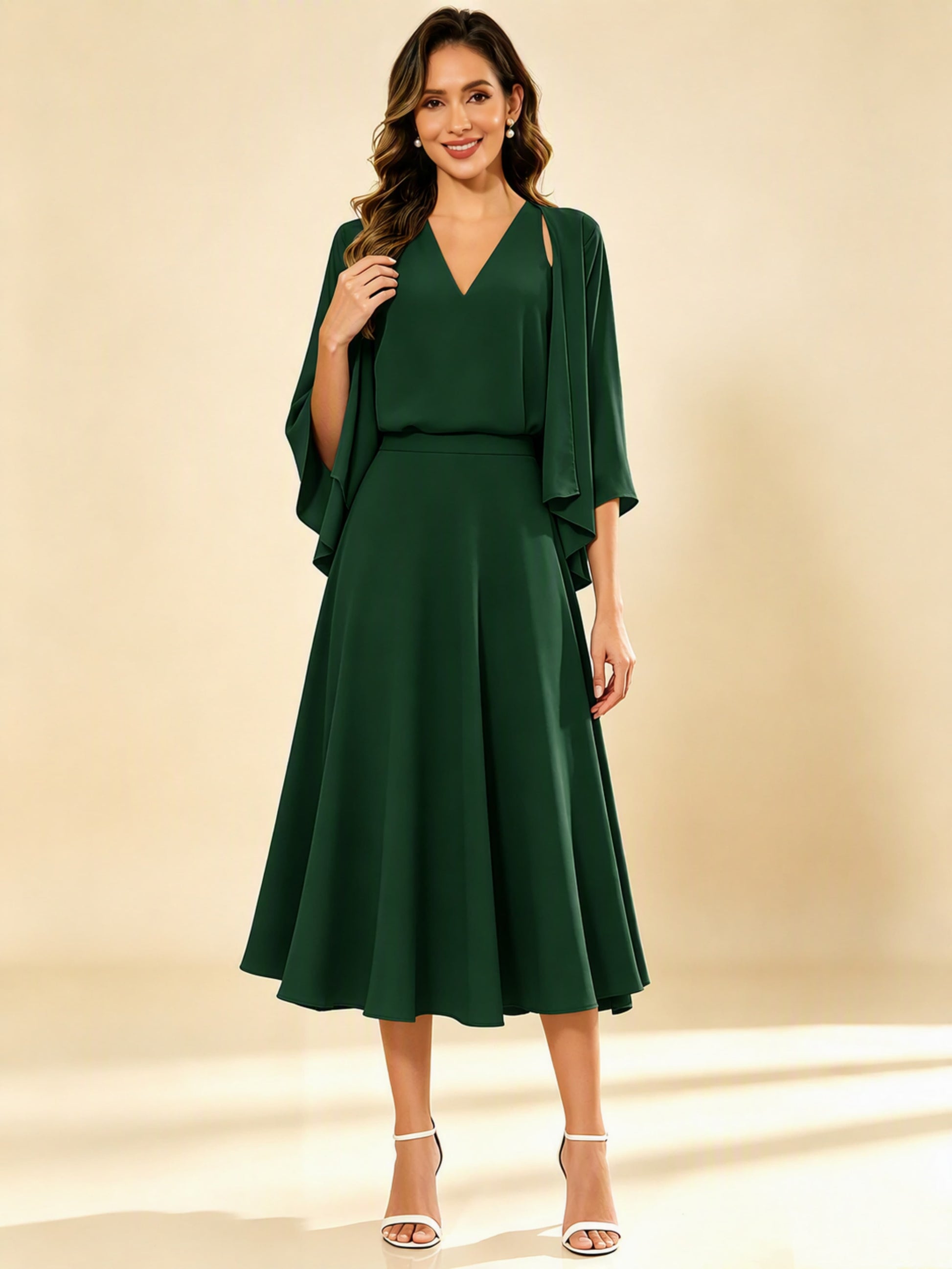 A-Line Chiffon 3 Pieces Dressy Mother of The Bride Dresses
