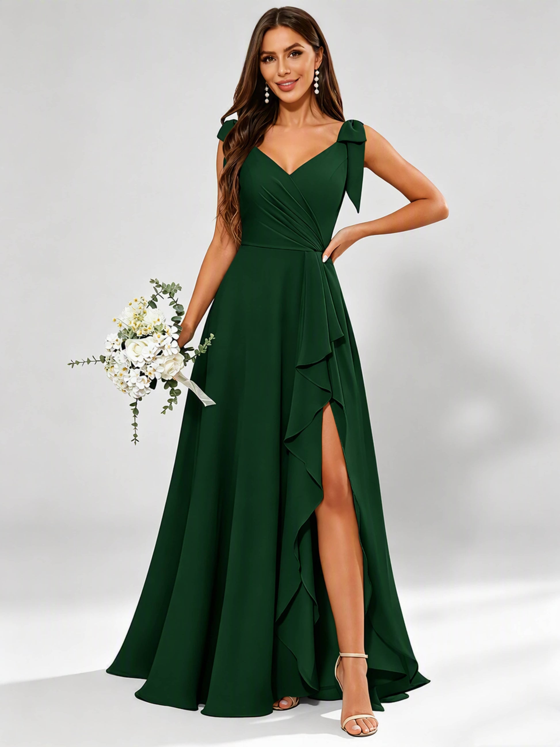 V-Neck Chiffon Bridesmaid Dresses