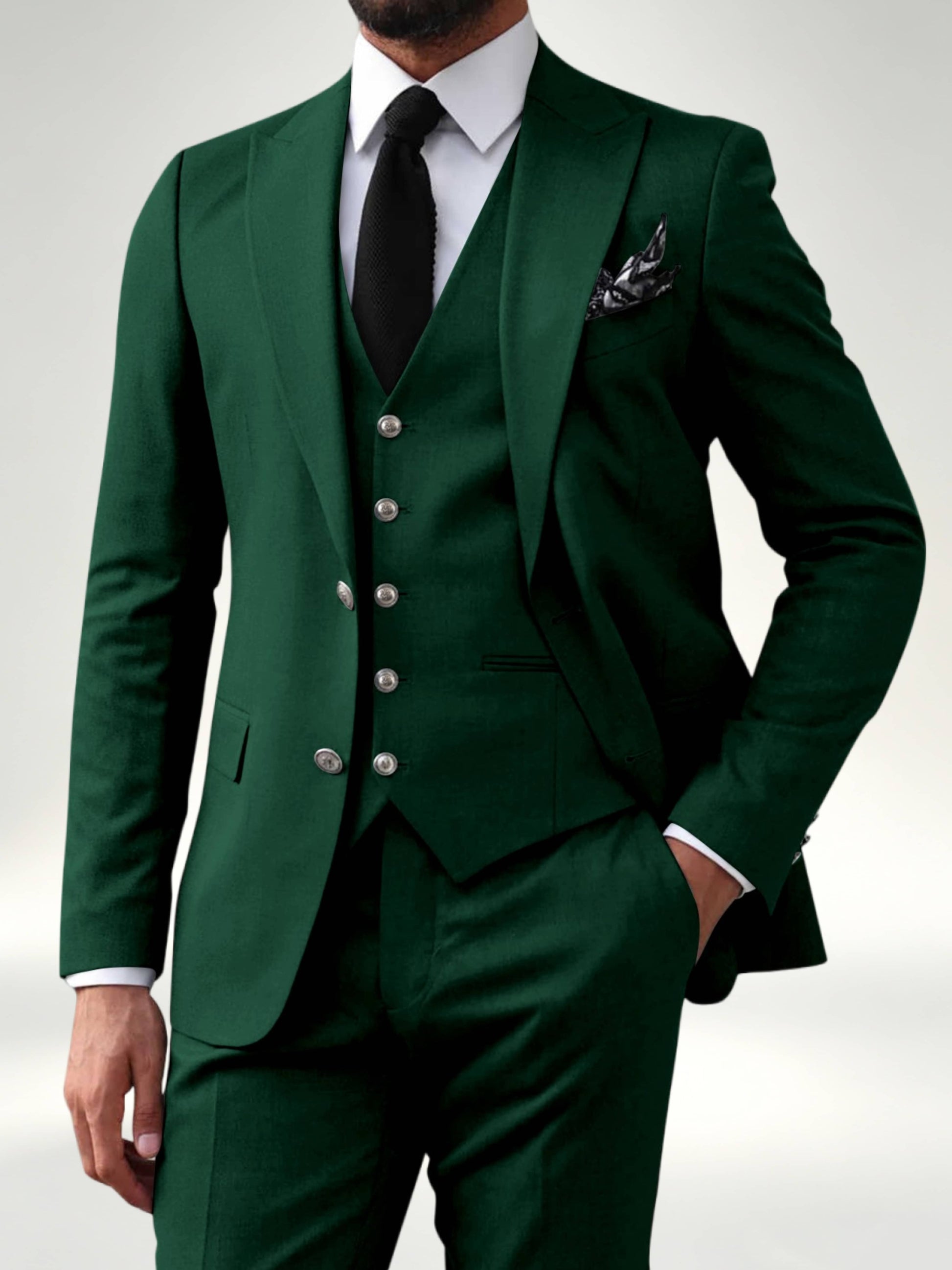 Elegant Men's 2 Button Solid 3 Pieces Formal Wedding Suits