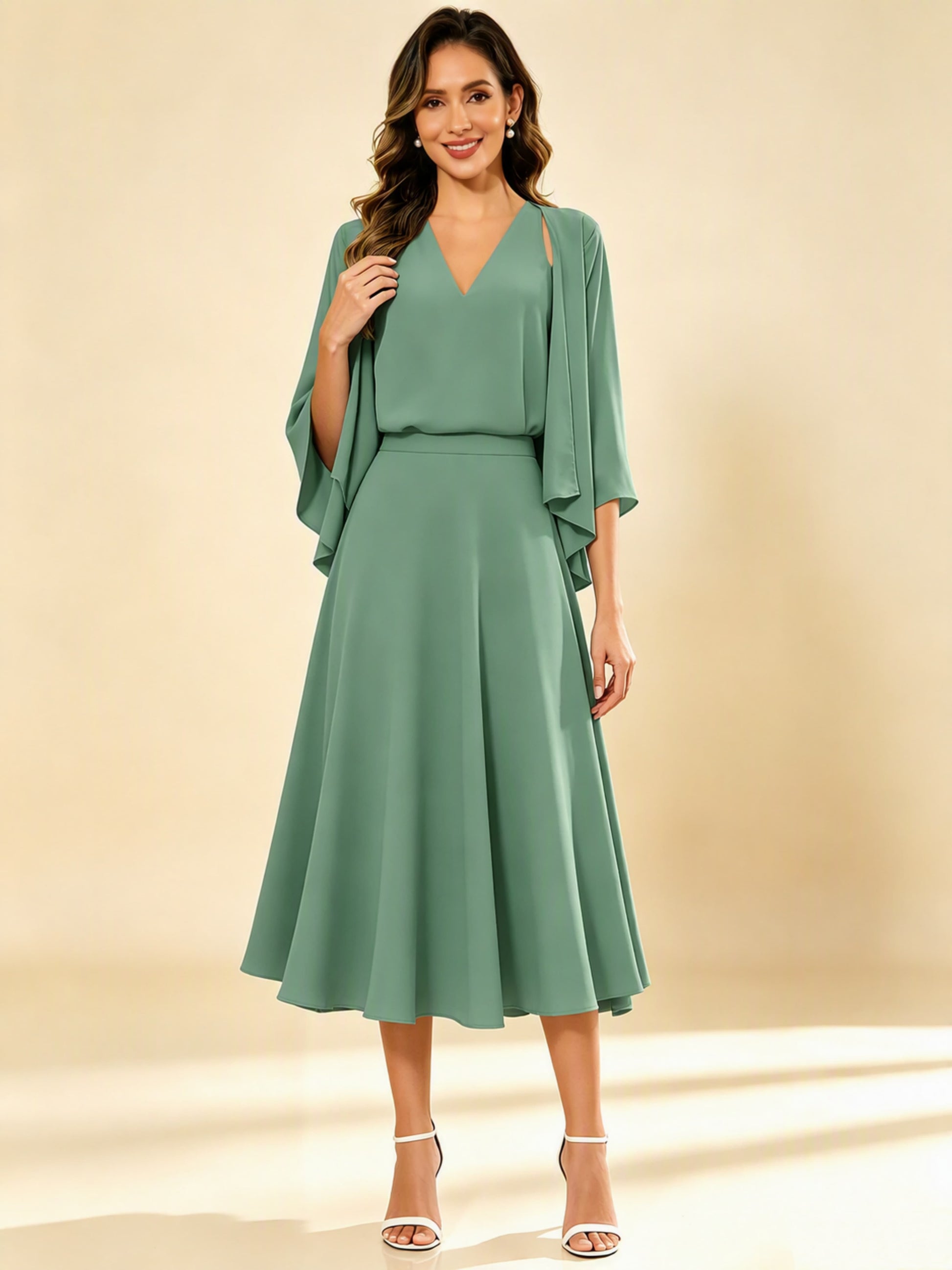 A-Line Chiffon 3 Pieces Dressy Mother of The Bride Dresses