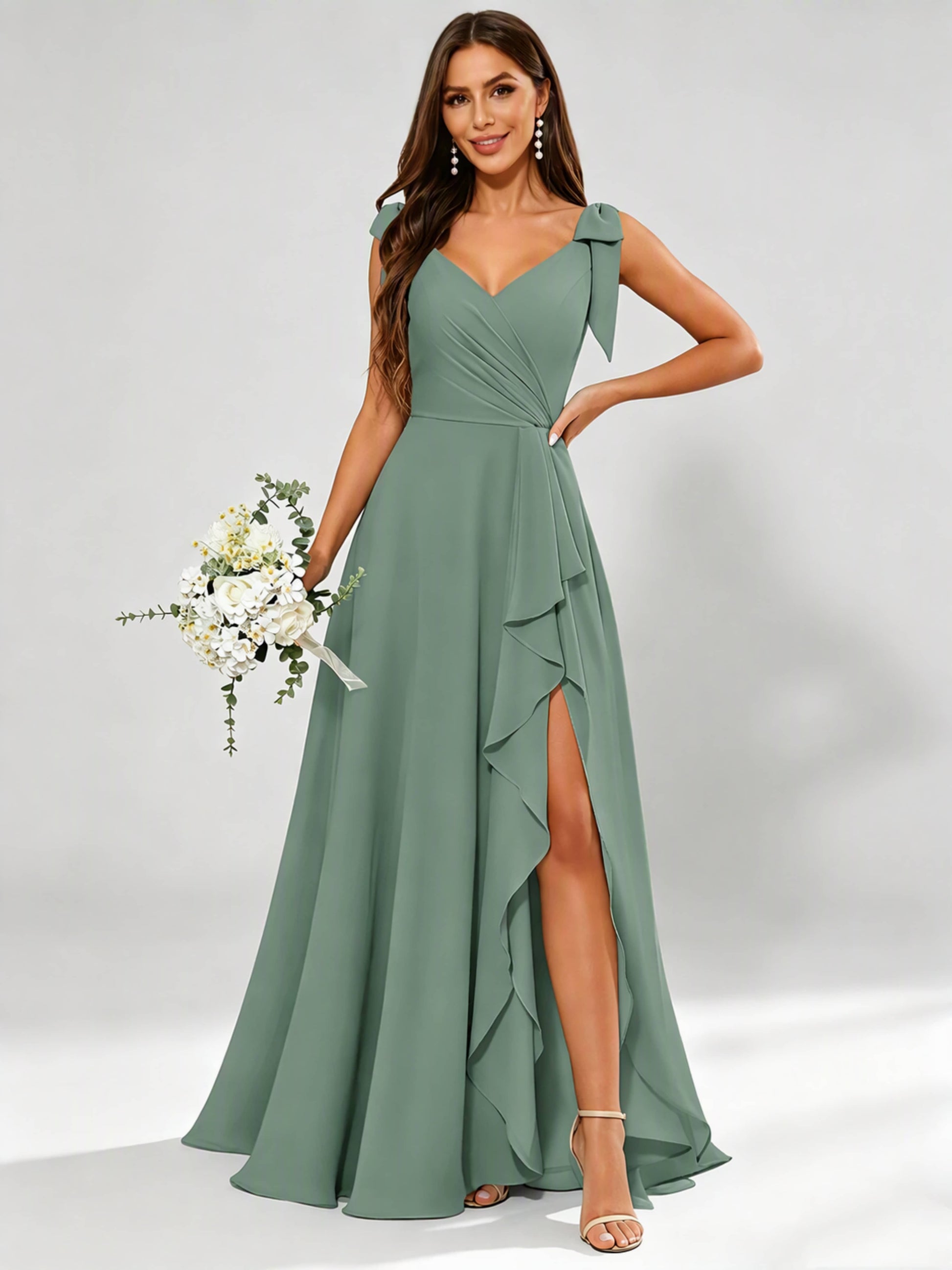 V-Neck Chiffon Bridesmaid Dresses