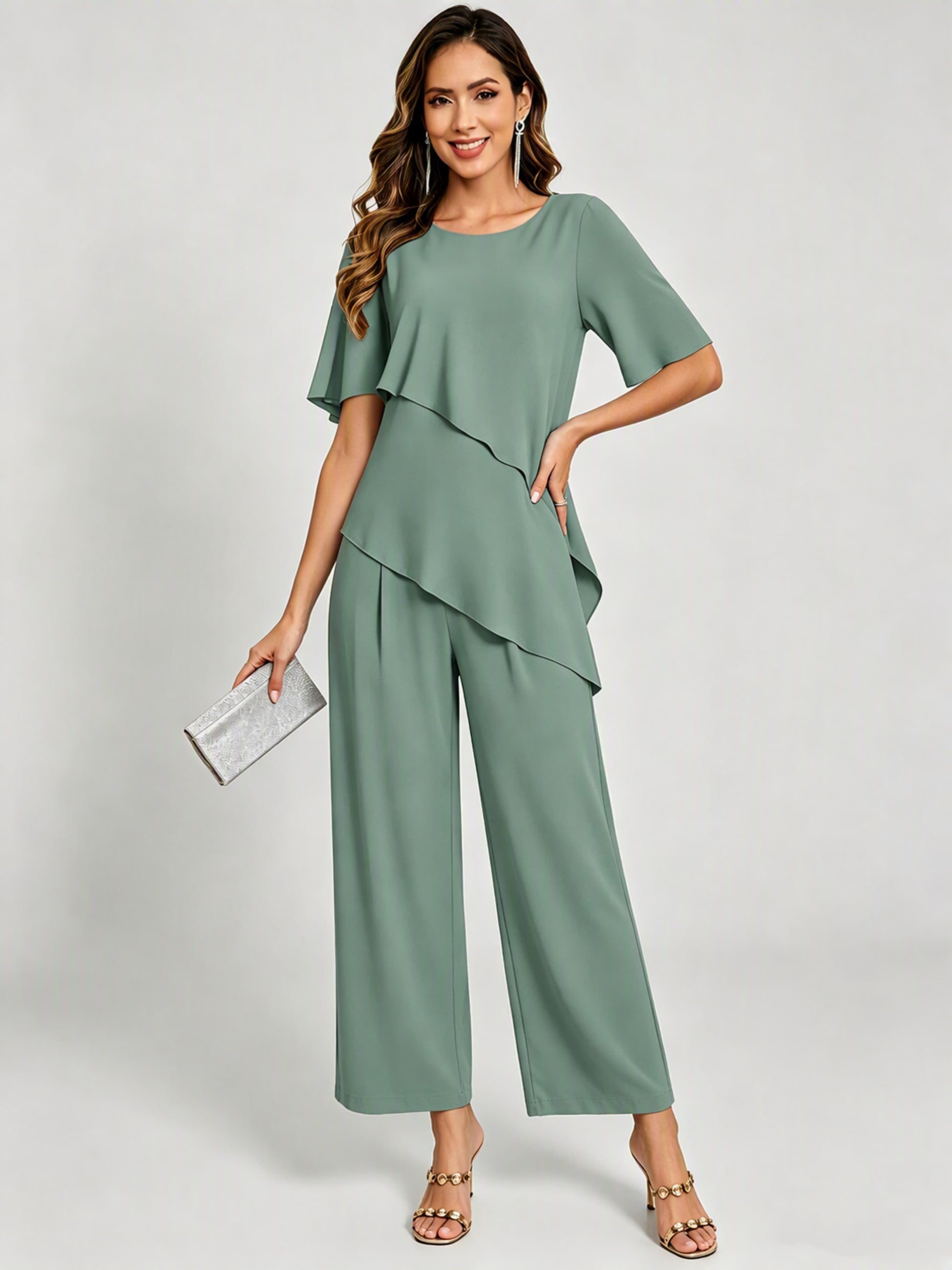2 Pieces Mother of The Bride Pant Suits for Women Wedding