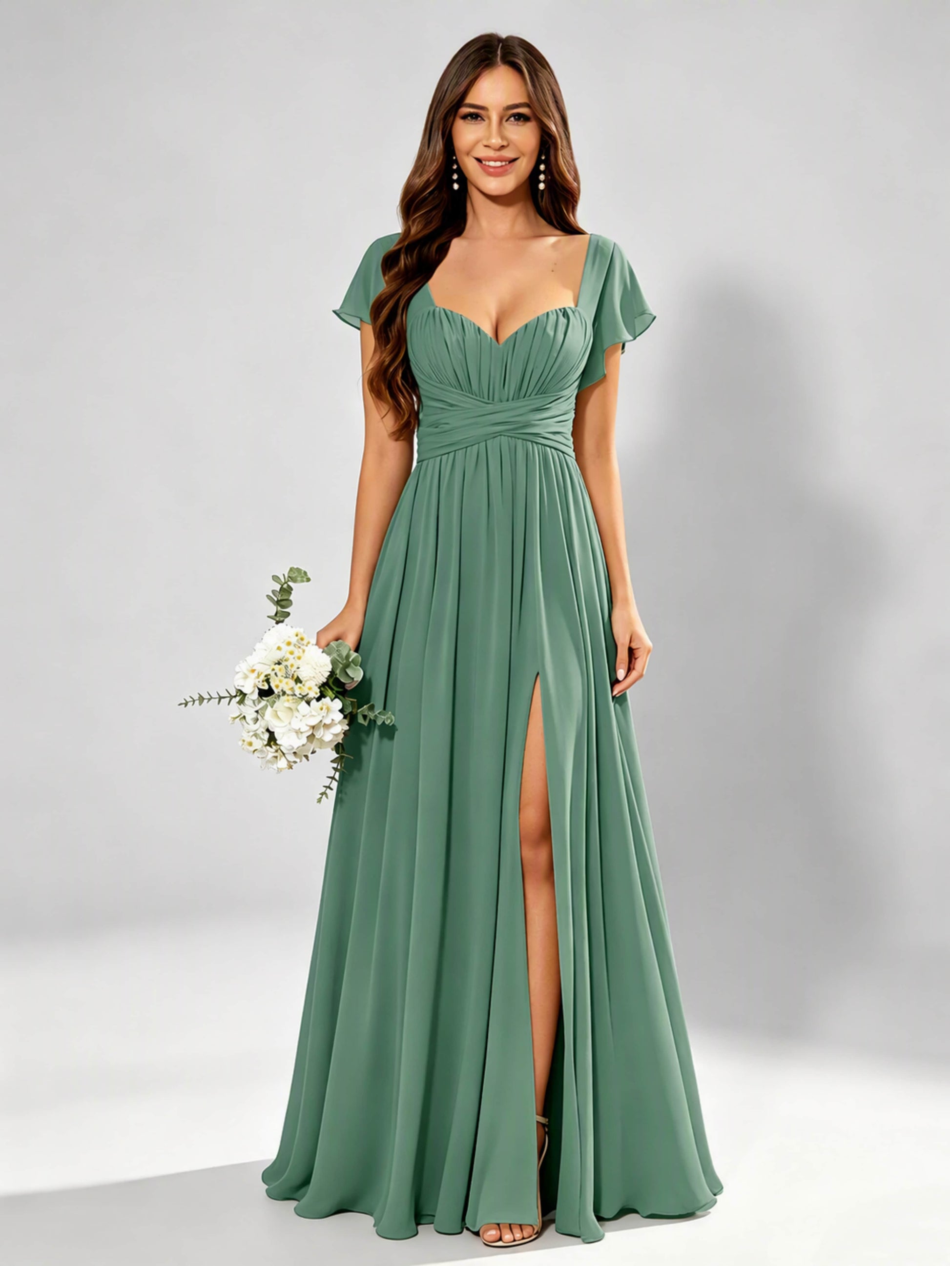 Chiffon Sweetheart Neck Empire Waist Bridesmaid Dresses