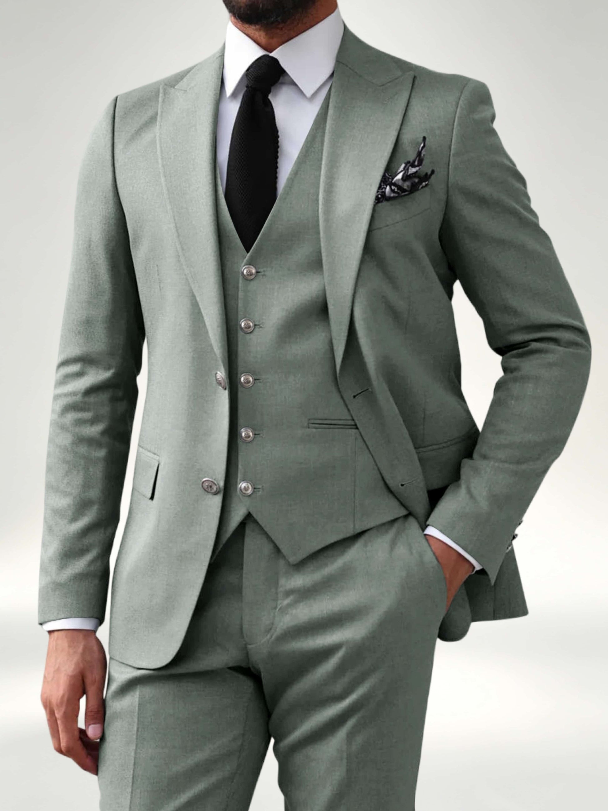 Elegant Men's 2 Button Solid 3 Pieces Formal Wedding Suits