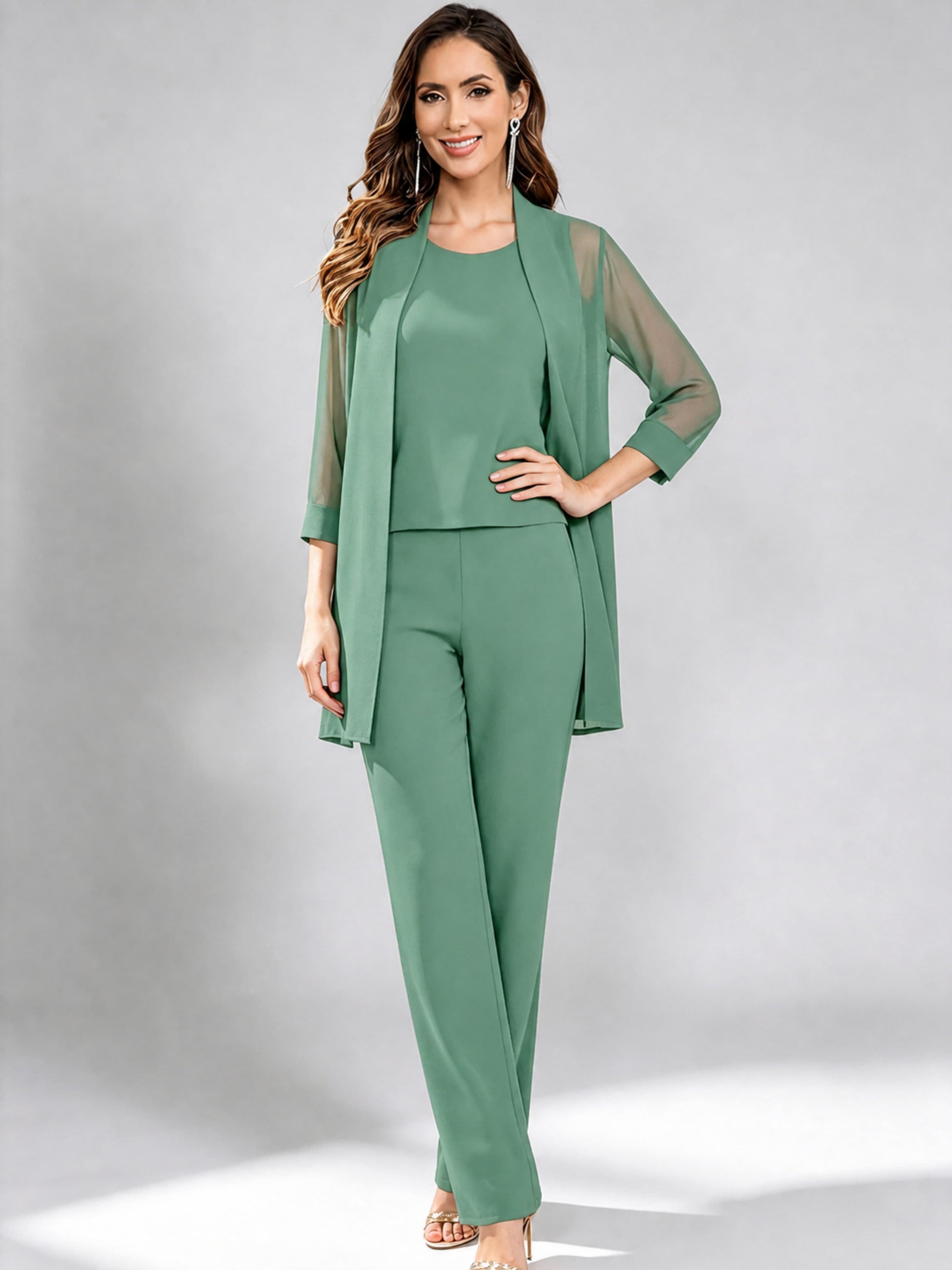 3 Pieces Mother of The Bride Pantsuits Formal Dressy Outfit