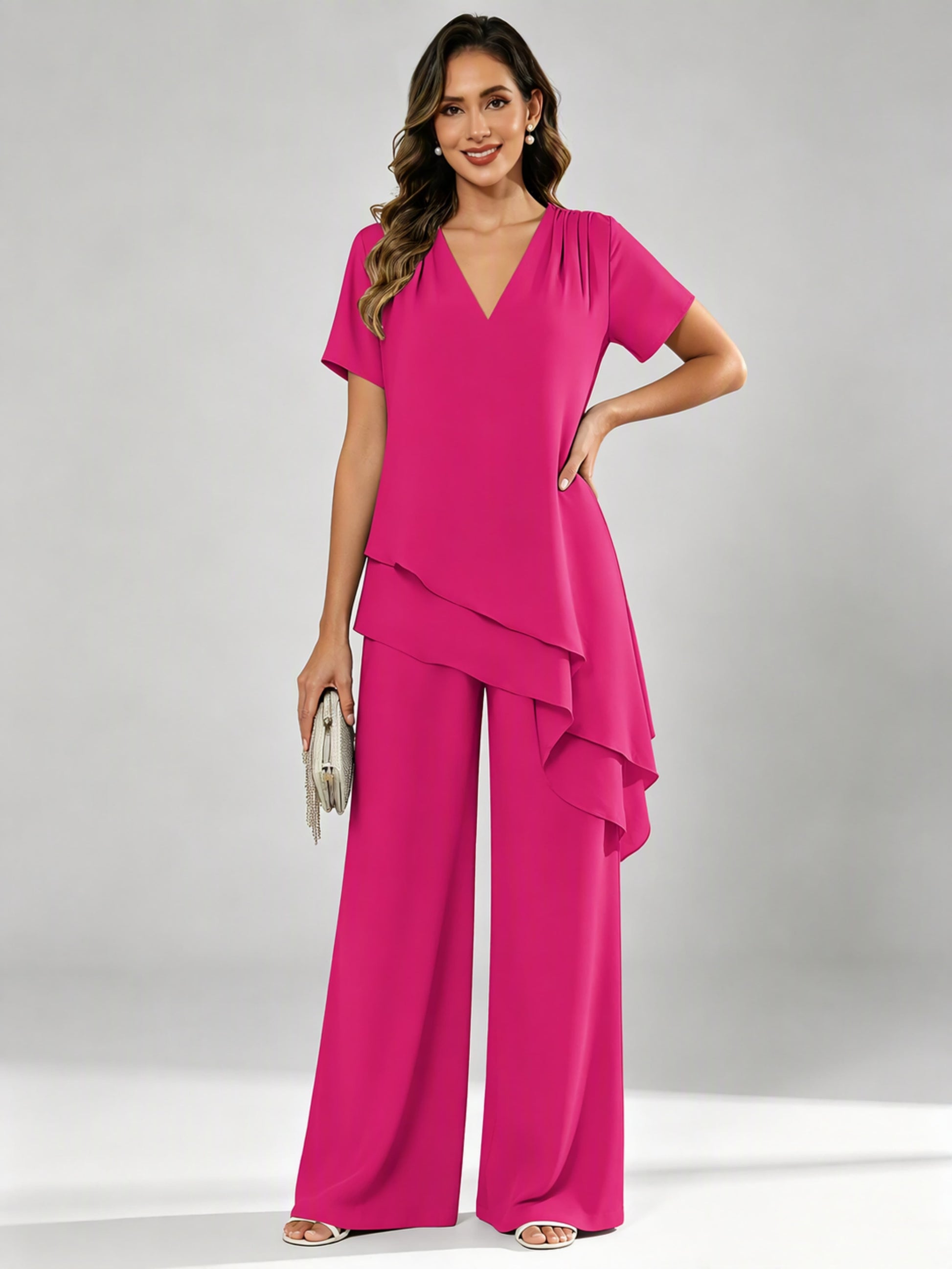 Chiffon 2 Pieces Dressy Mother of The Birde Pant Suits