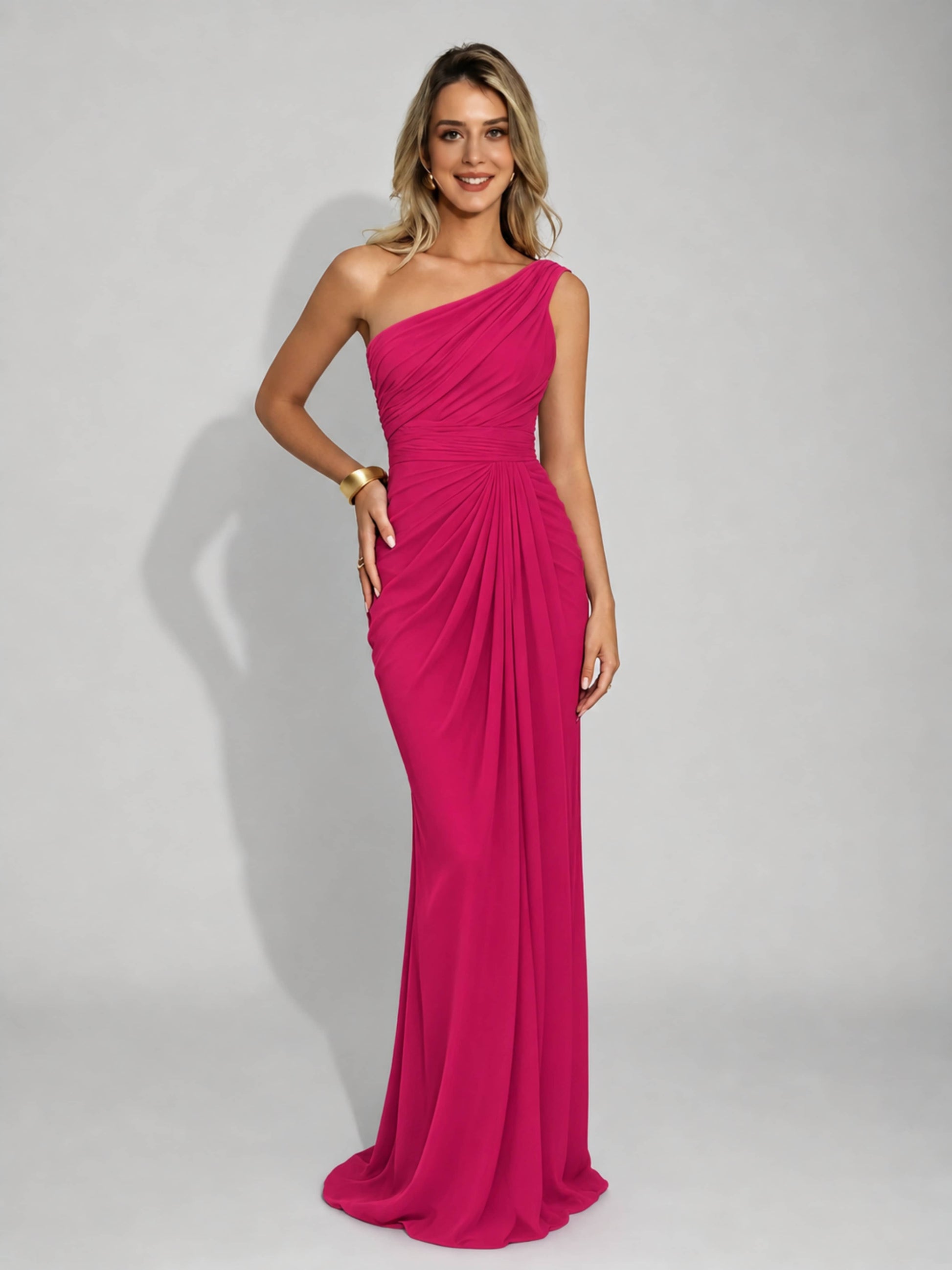 One Shoulder Pleated Mermaid Bridesmaid Dresses