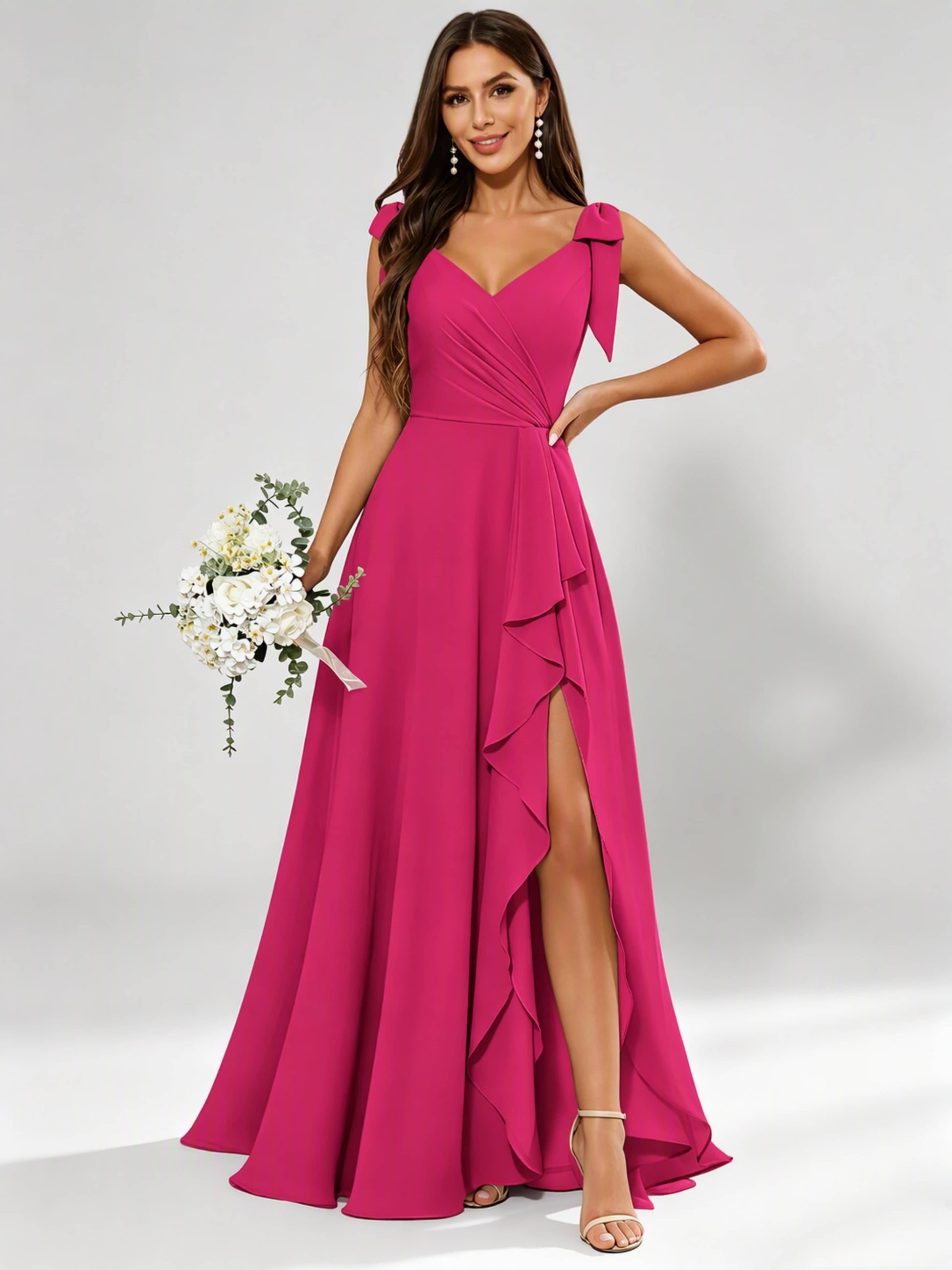 V-Neck Chiffon Bridesmaid Dresses