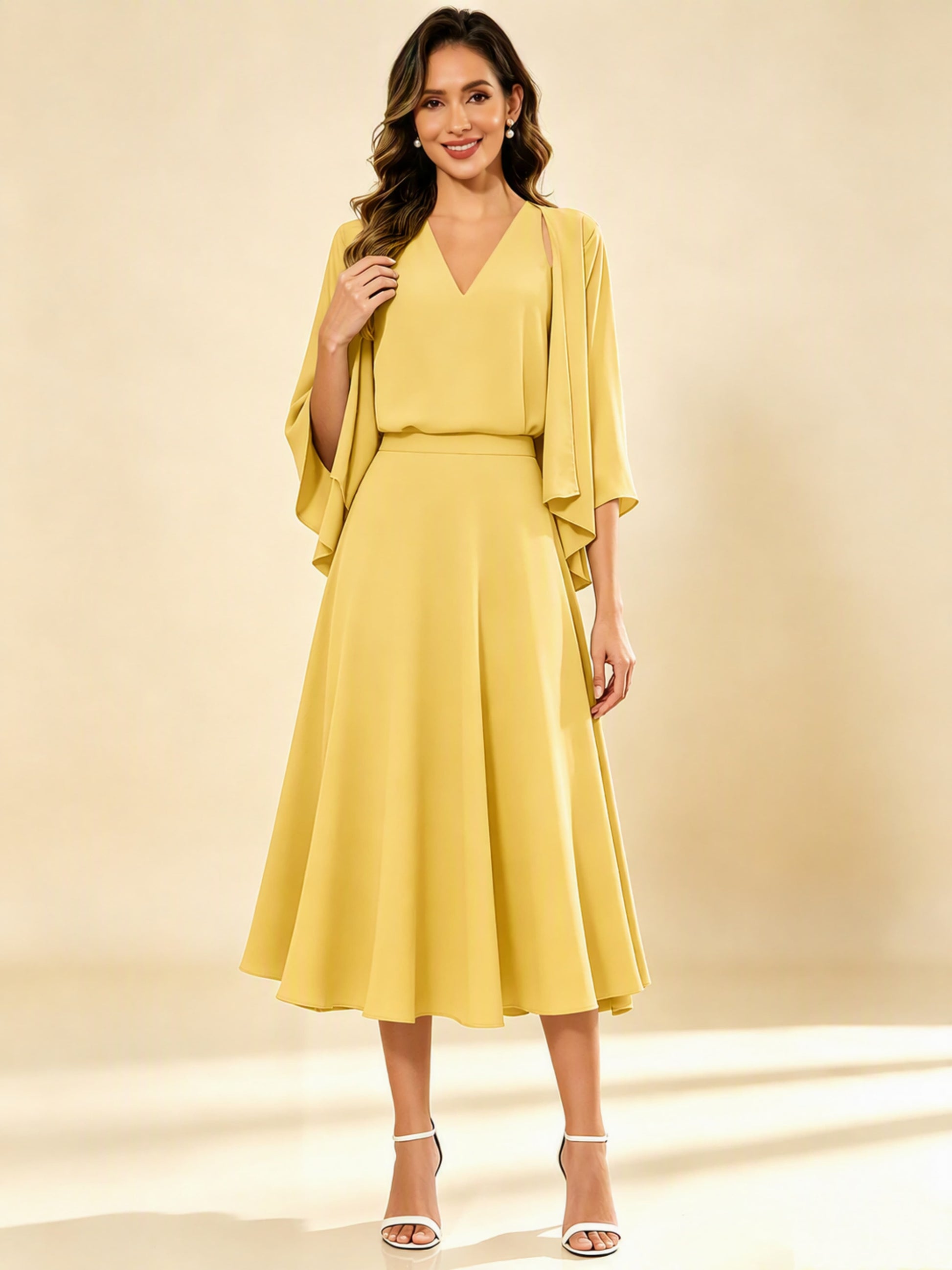 A-Line Chiffon 3 Pieces Dressy Mother of The Bride Dresses