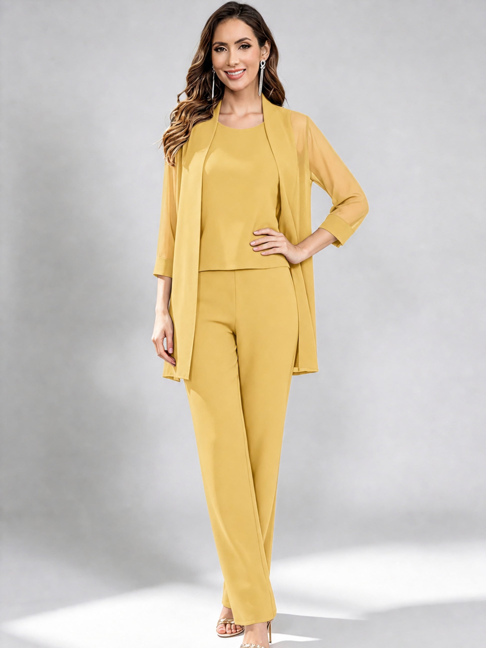 3 Pieces Mother of The Bride Pantsuits Formal Dressy Outfit