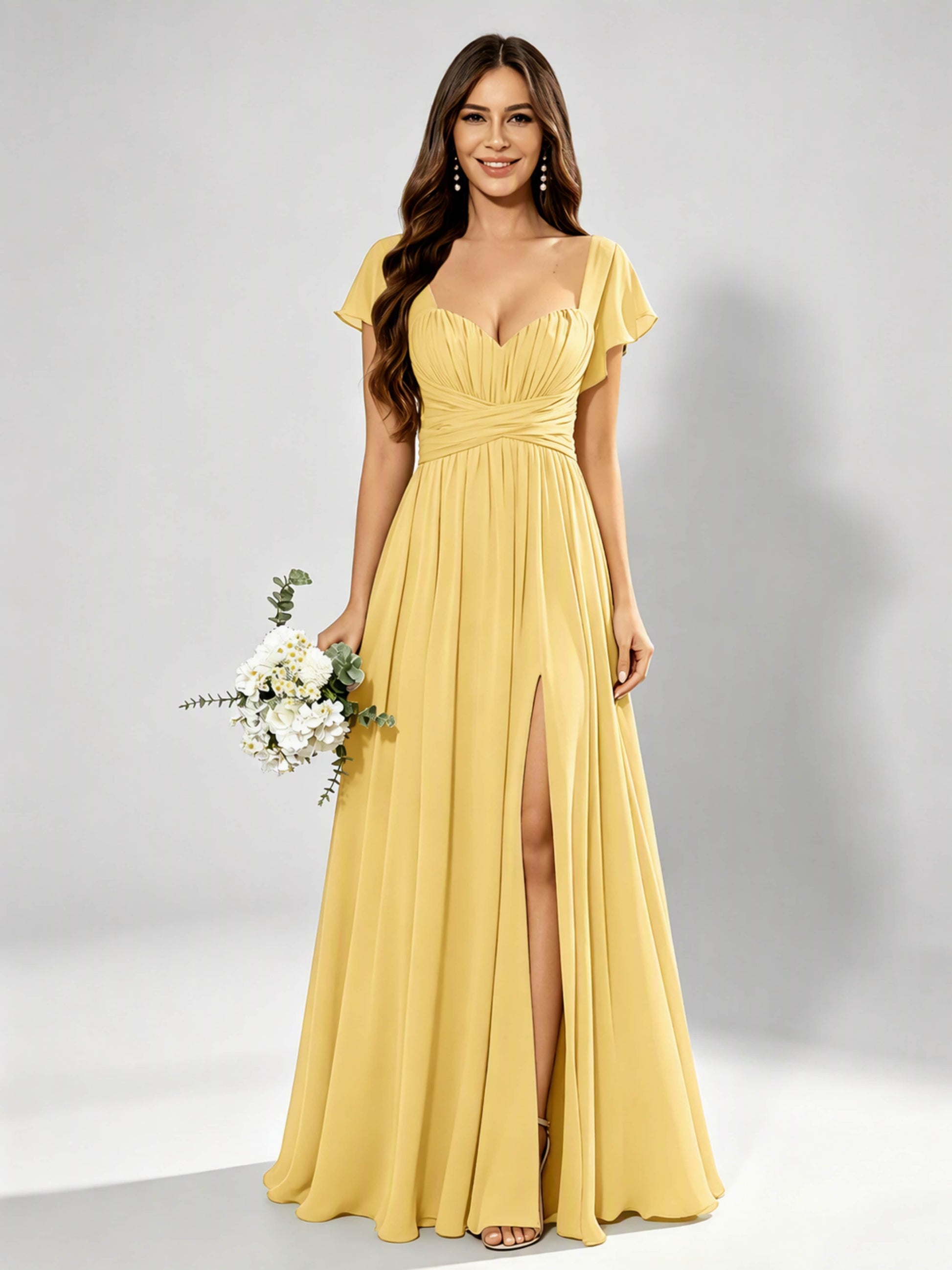Chiffon Sweetheart Neck Empire Waist Bridesmaid Dresses