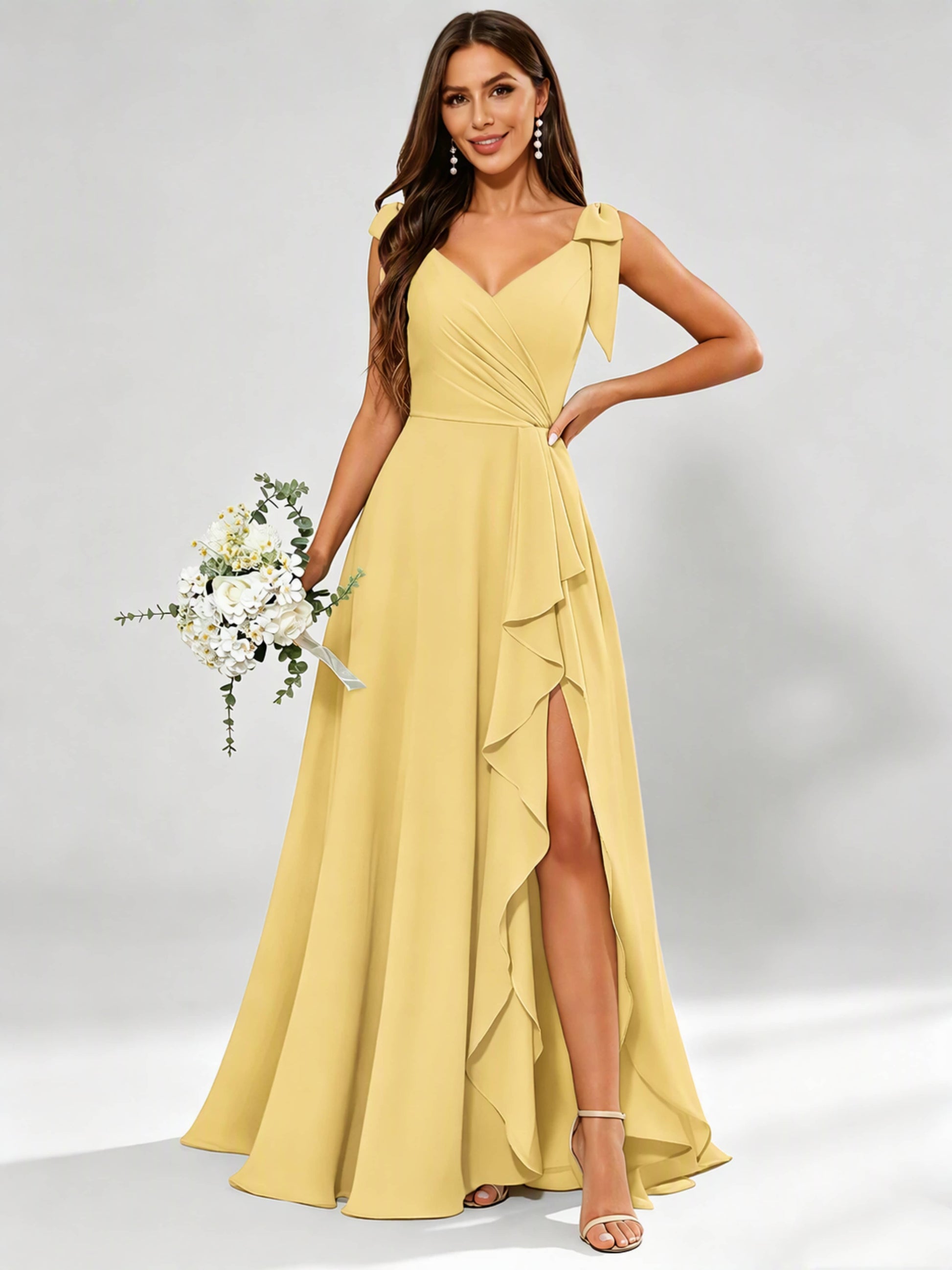 V-Neck Chiffon Bridesmaid Dresses