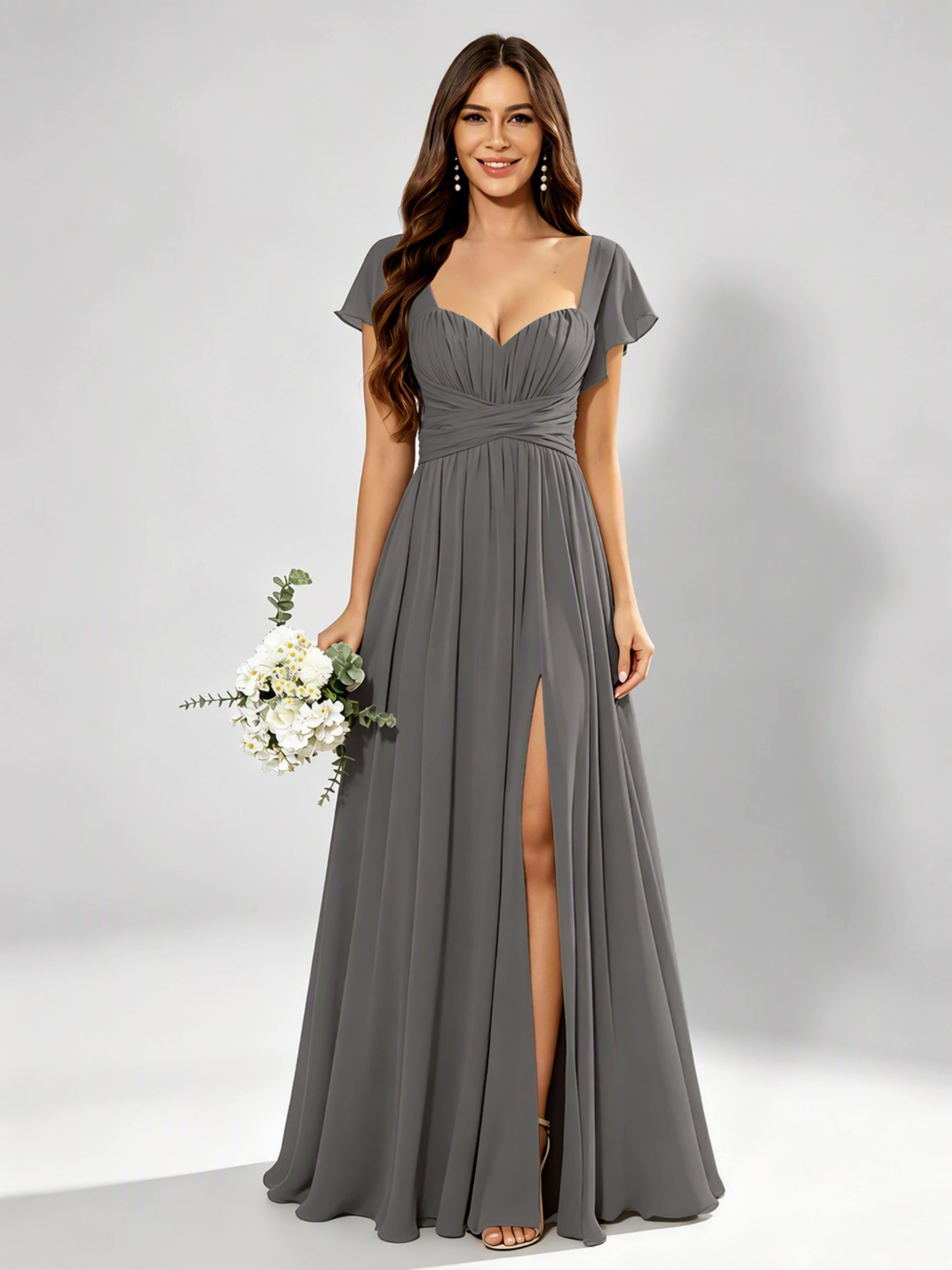 Chiffon Sweetheart Neck Empire Waist Bridesmaid Dresses