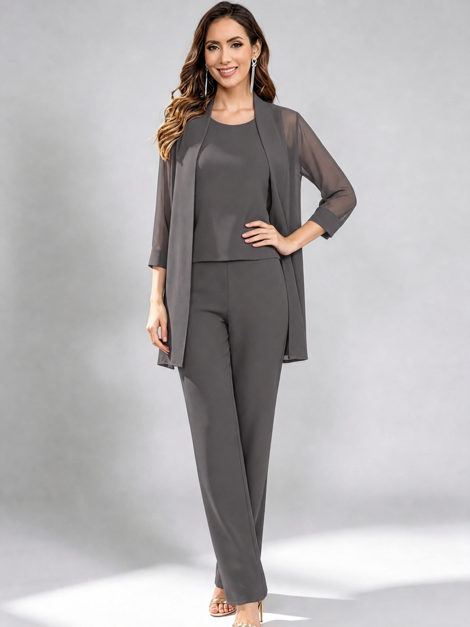 3 Pieces Mother of The Bride Pantsuits Formal Dressy Outfit