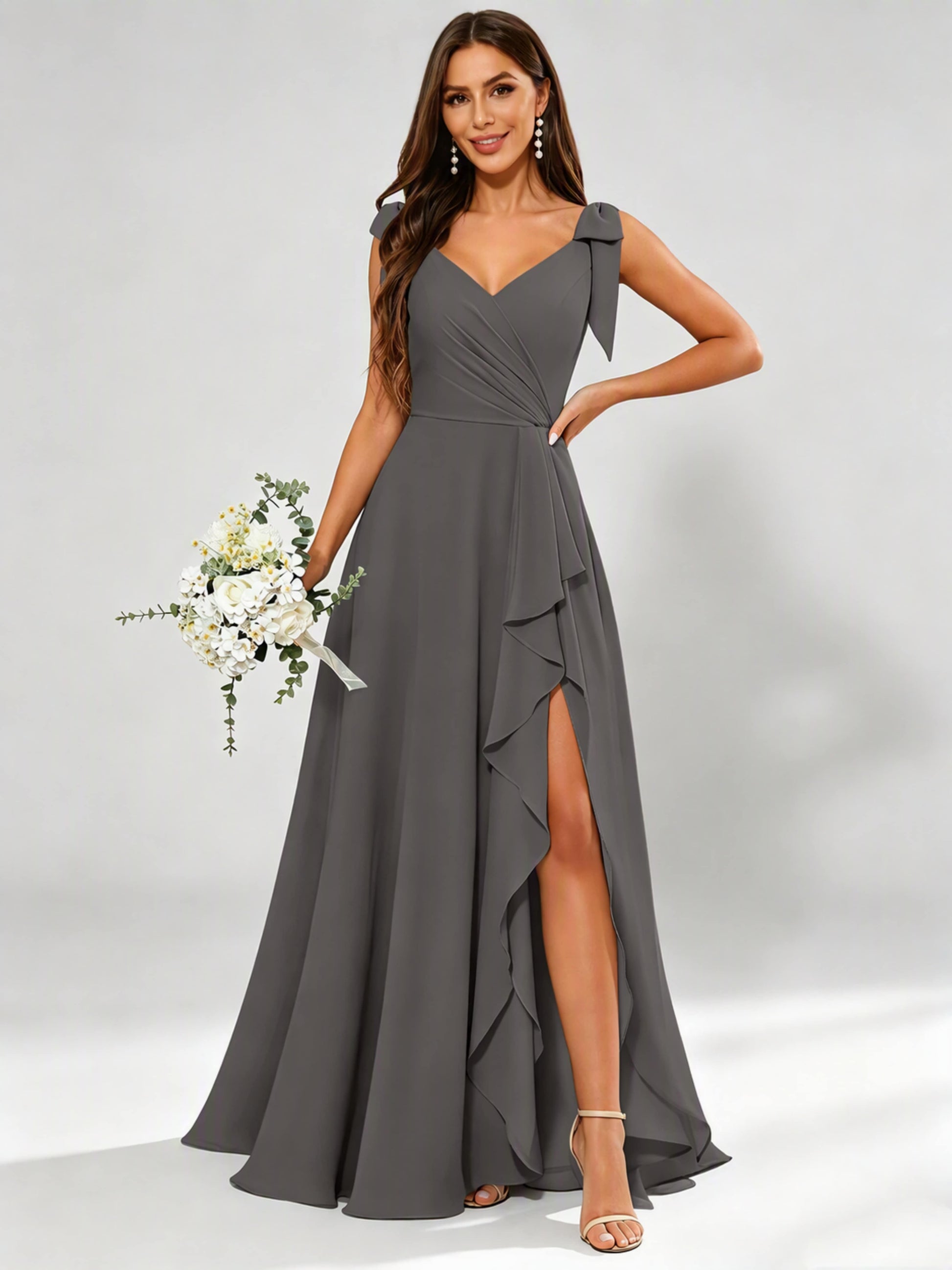 V-Neck Chiffon Bridesmaid Dresses