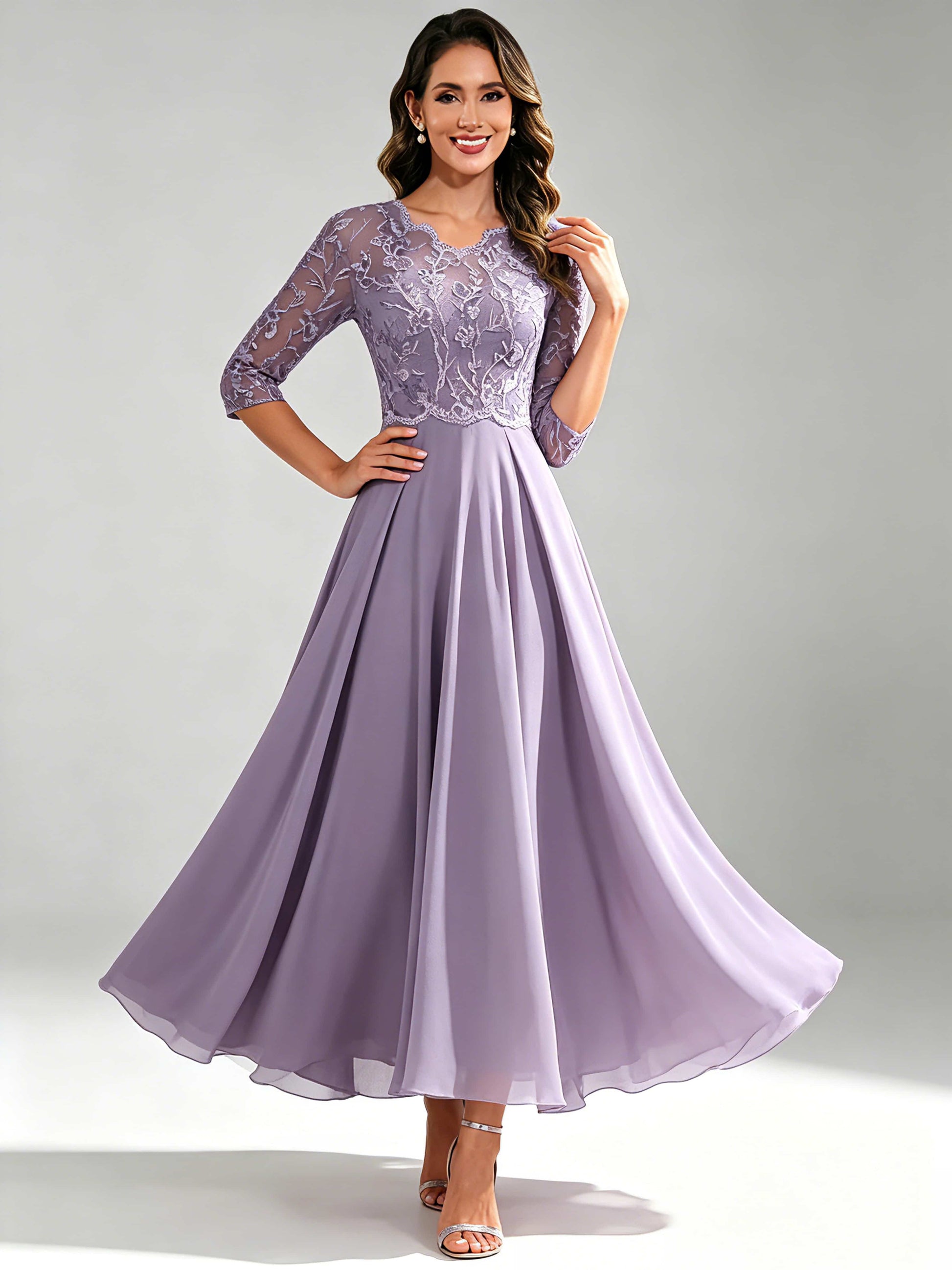 Lace Appliques Chiffon Dressy Mother of The Bride Dresses