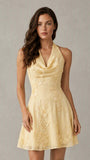Halter Mesh Embroidery Short Homecoming Dress for Teens