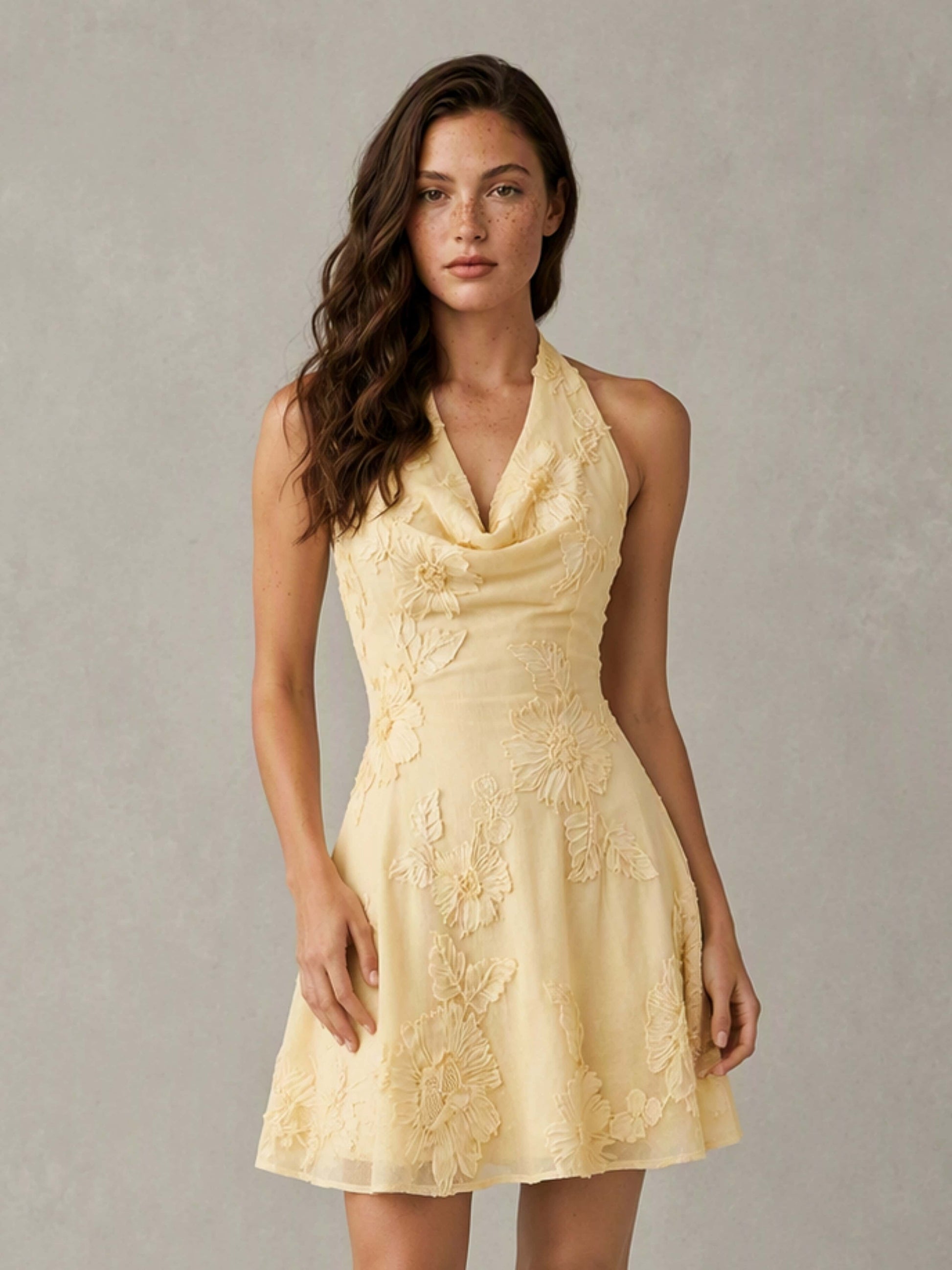 Halter Mesh Embroidery Short Homecoming Dress for Teens