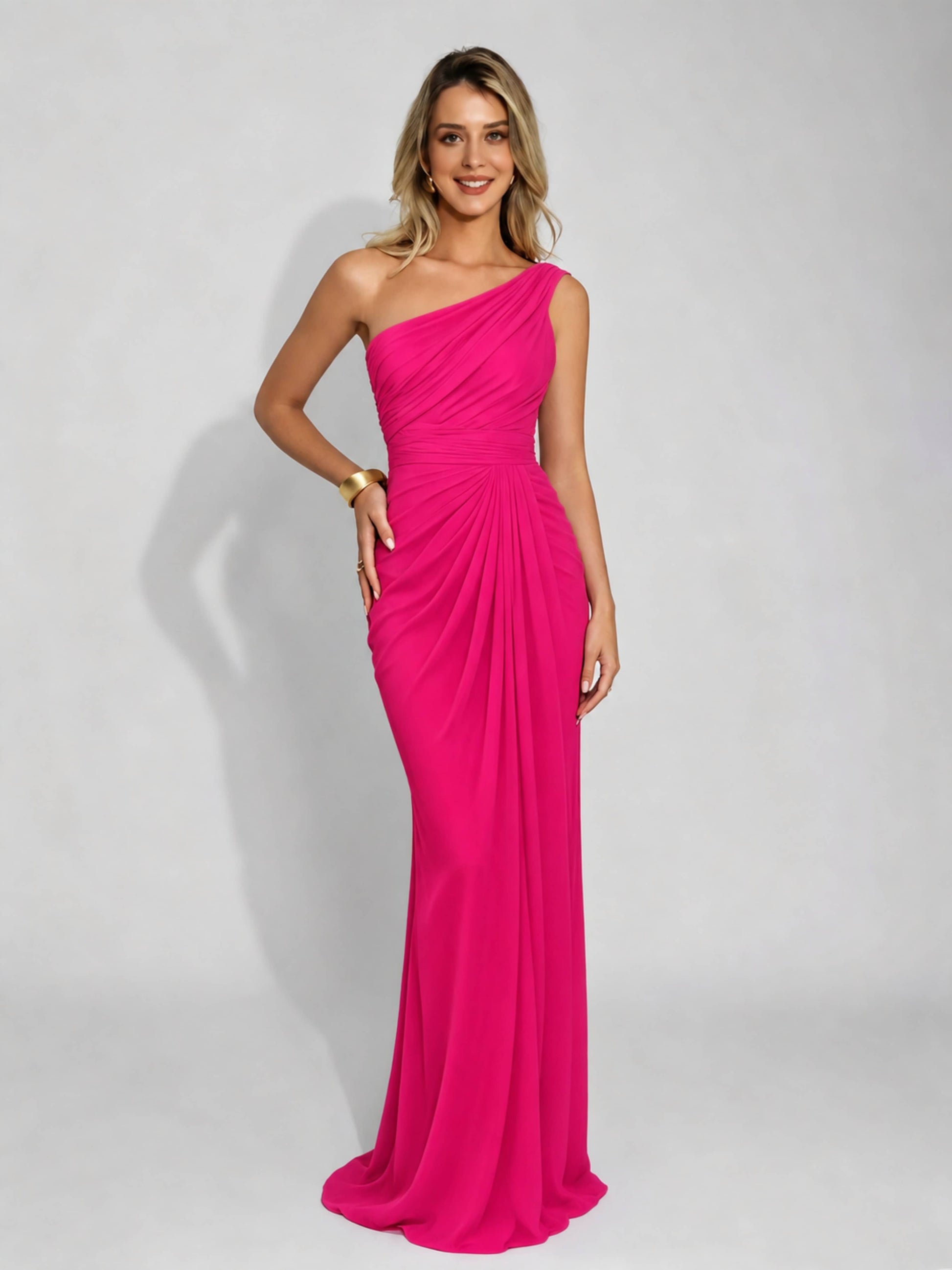 One Shoulder Pleated Mermaid Bridesmaid Dresses