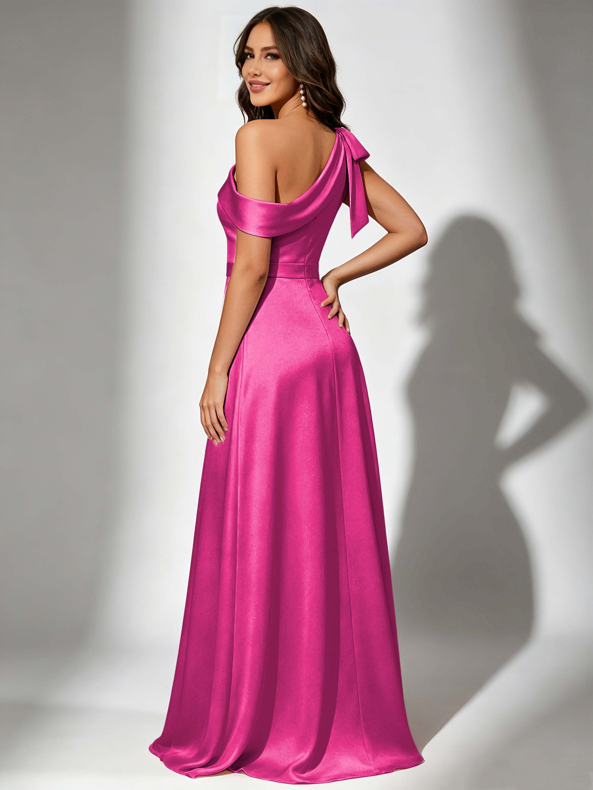 Satin One Shoulder Floor Length Bridesmaid Dresses