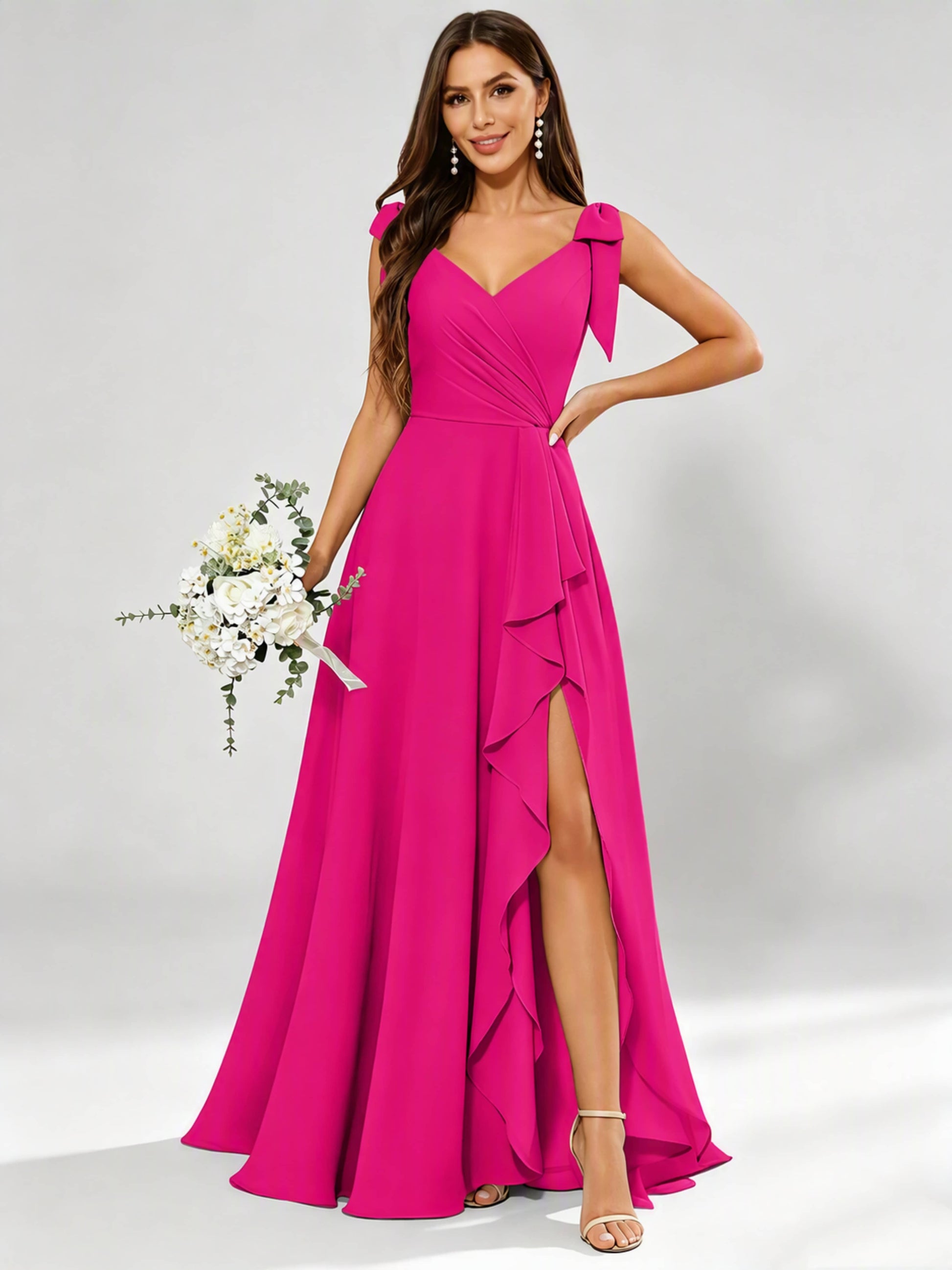 V-Neck Chiffon Bridesmaid Dresses