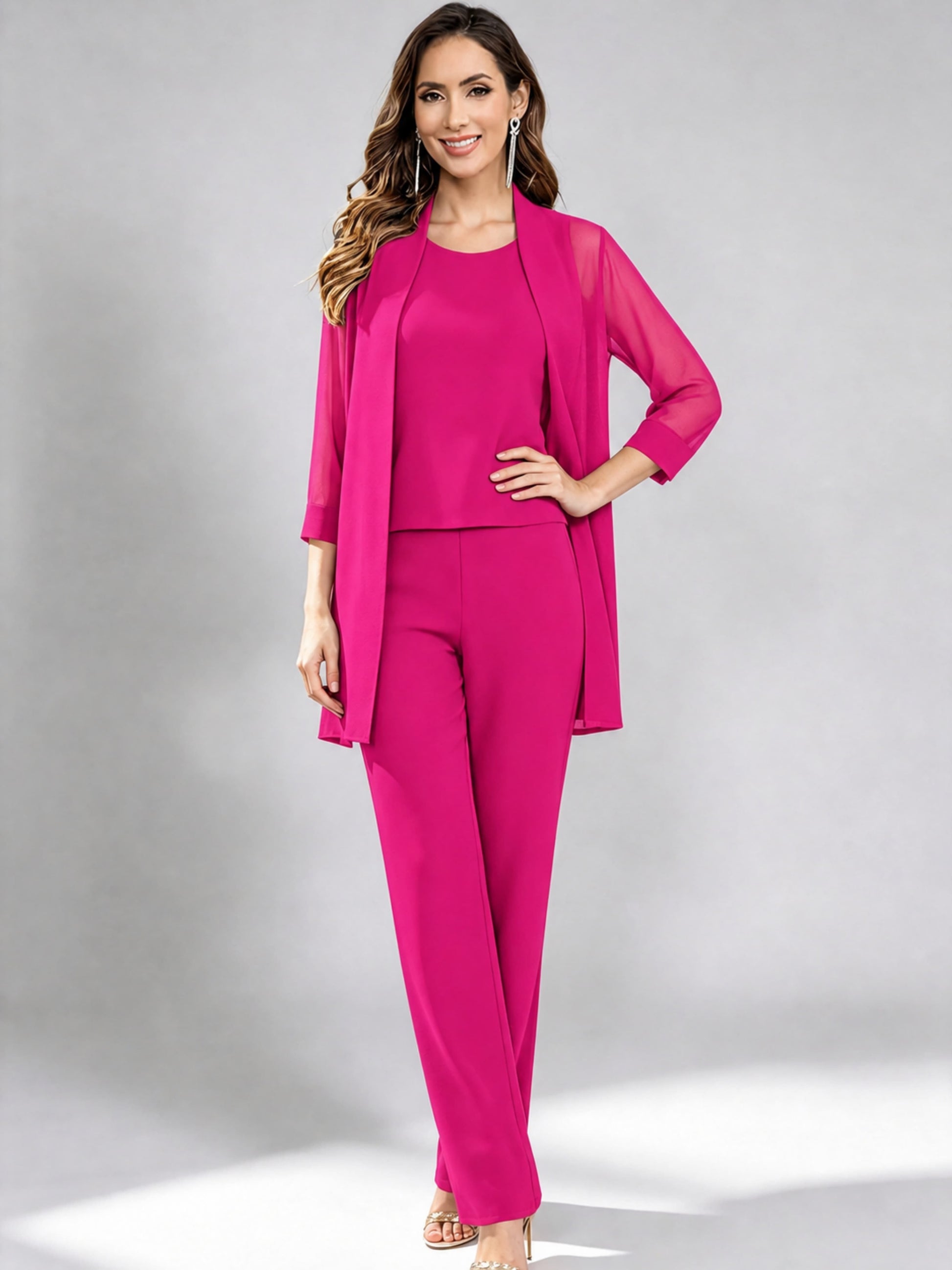 3 Pieces Mother of The Bride Pantsuits Formal Dressy Outfit
