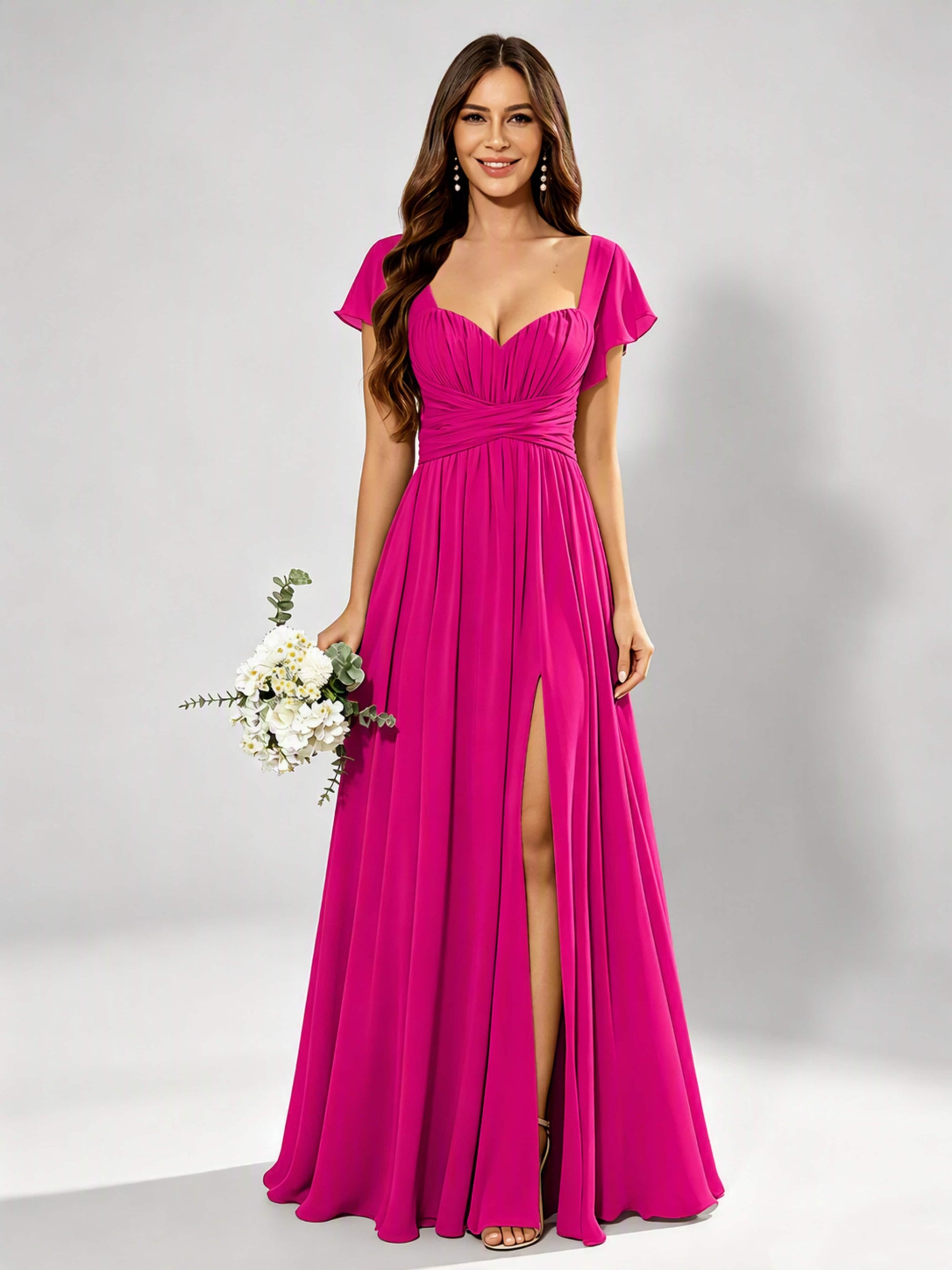 Chiffon Sweetheart Neck Empire Waist Bridesmaid Dresses