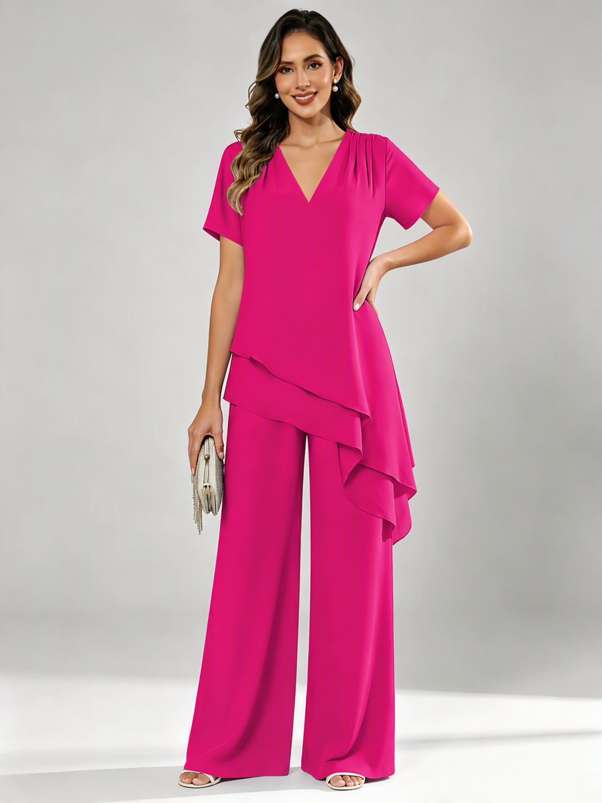 Chiffon 2 Pieces Dressy Mother of The Birde Pant Suits