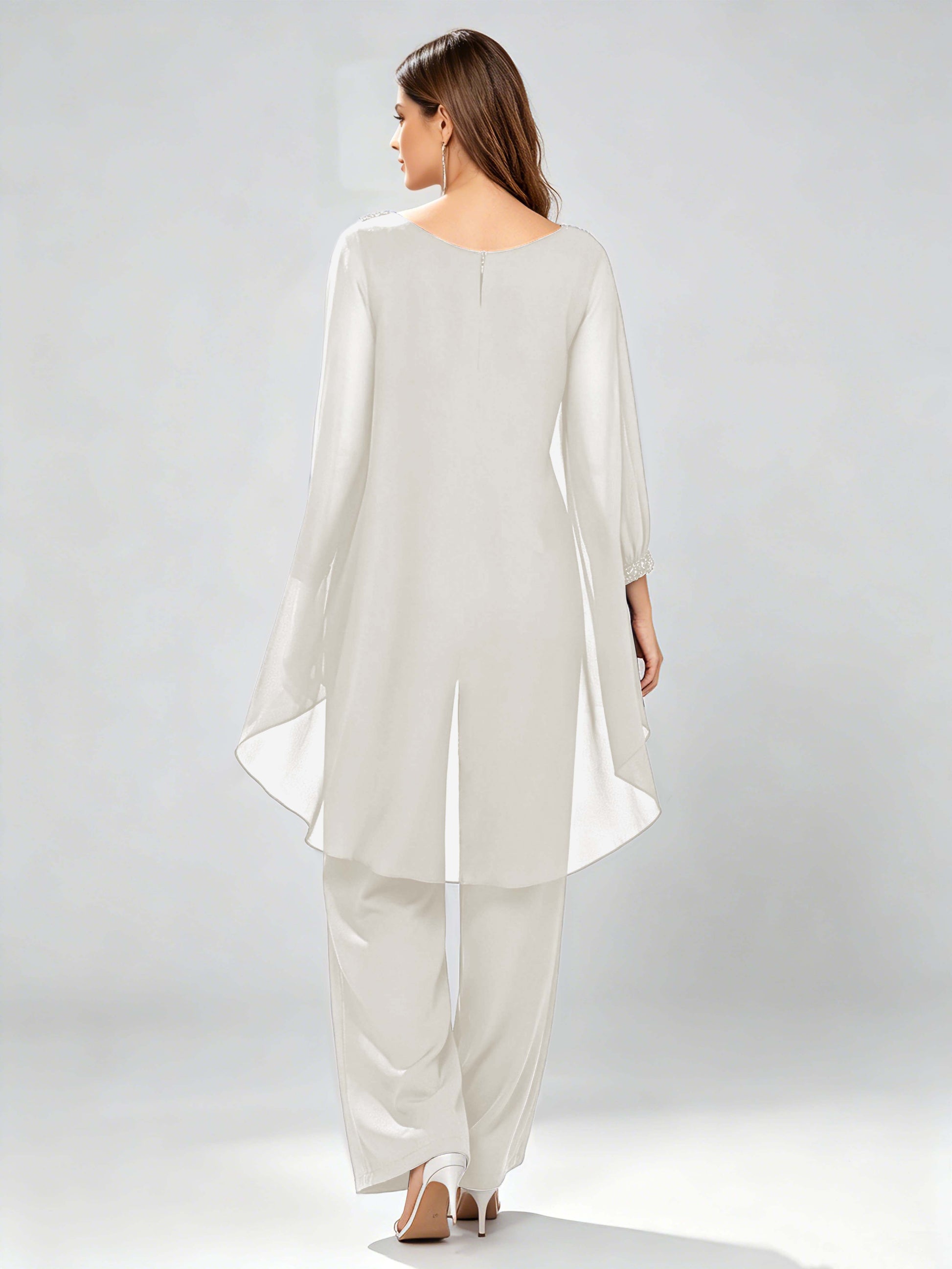 Asymmetric Chiffon 2 Pieces Mother of The Bride Pant Suits