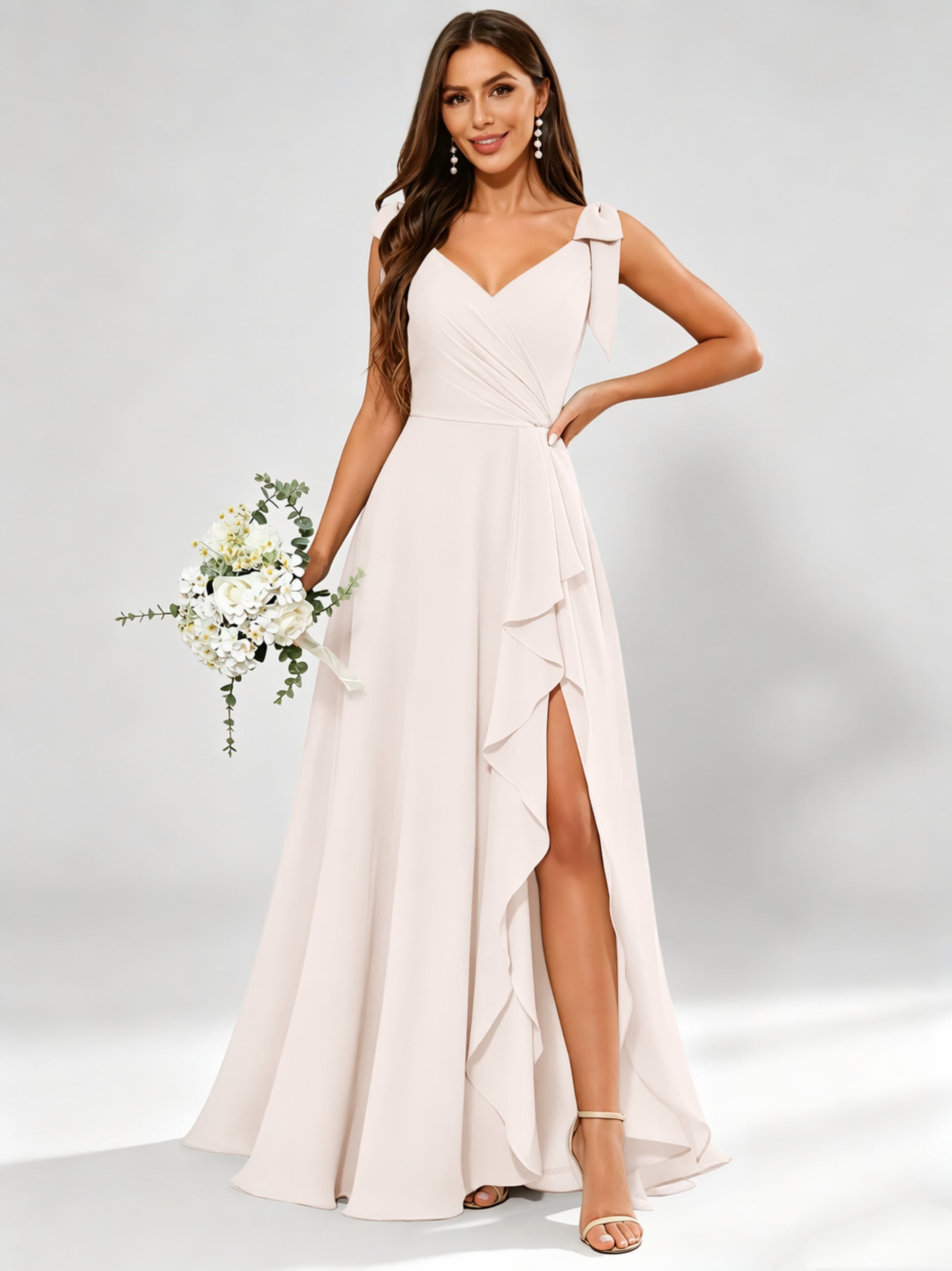 V-Neck Chiffon Bridesmaid Dresses