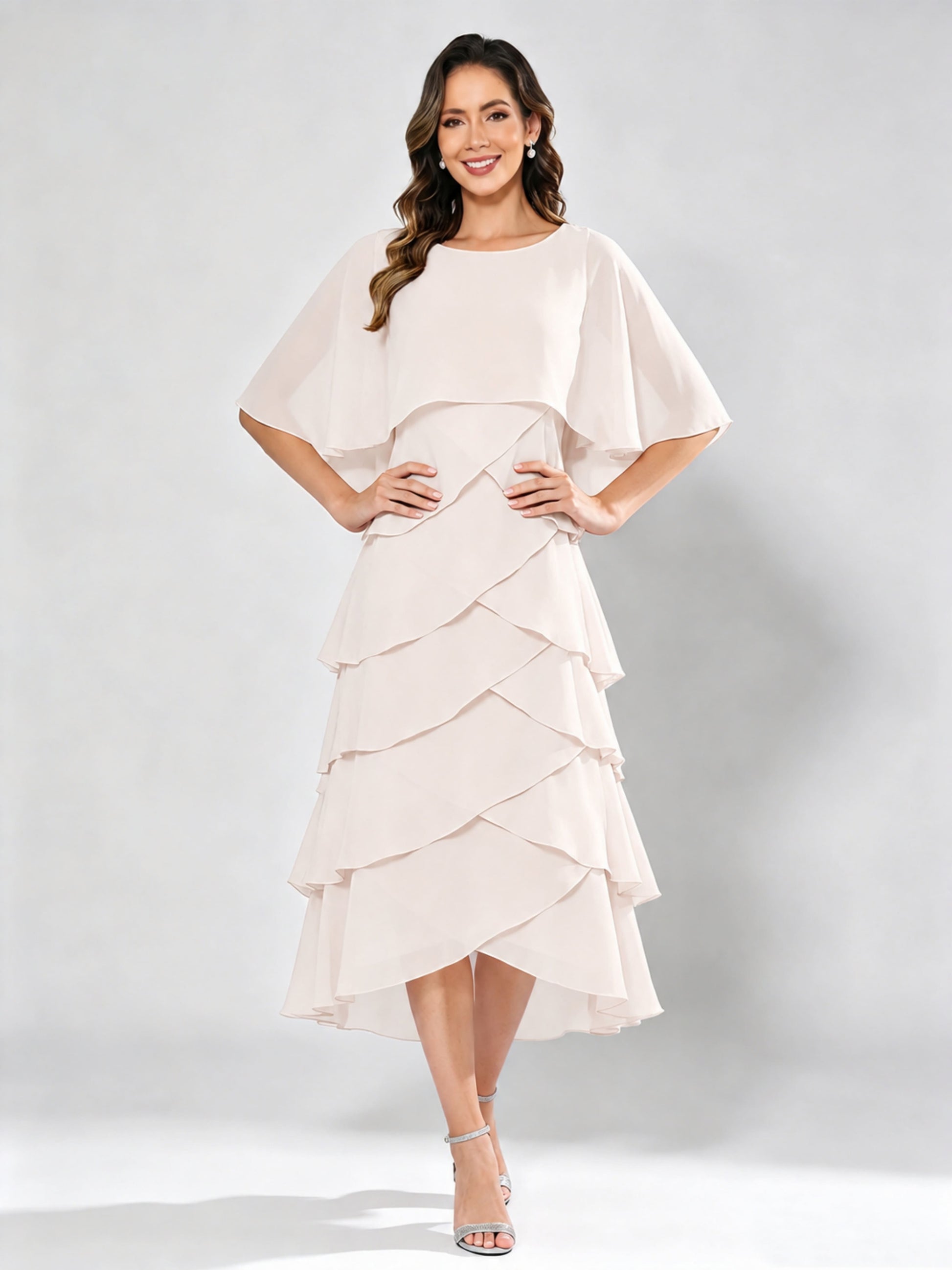 Chiffon Tiered Mother of The Bride Dress for Women Wedding
