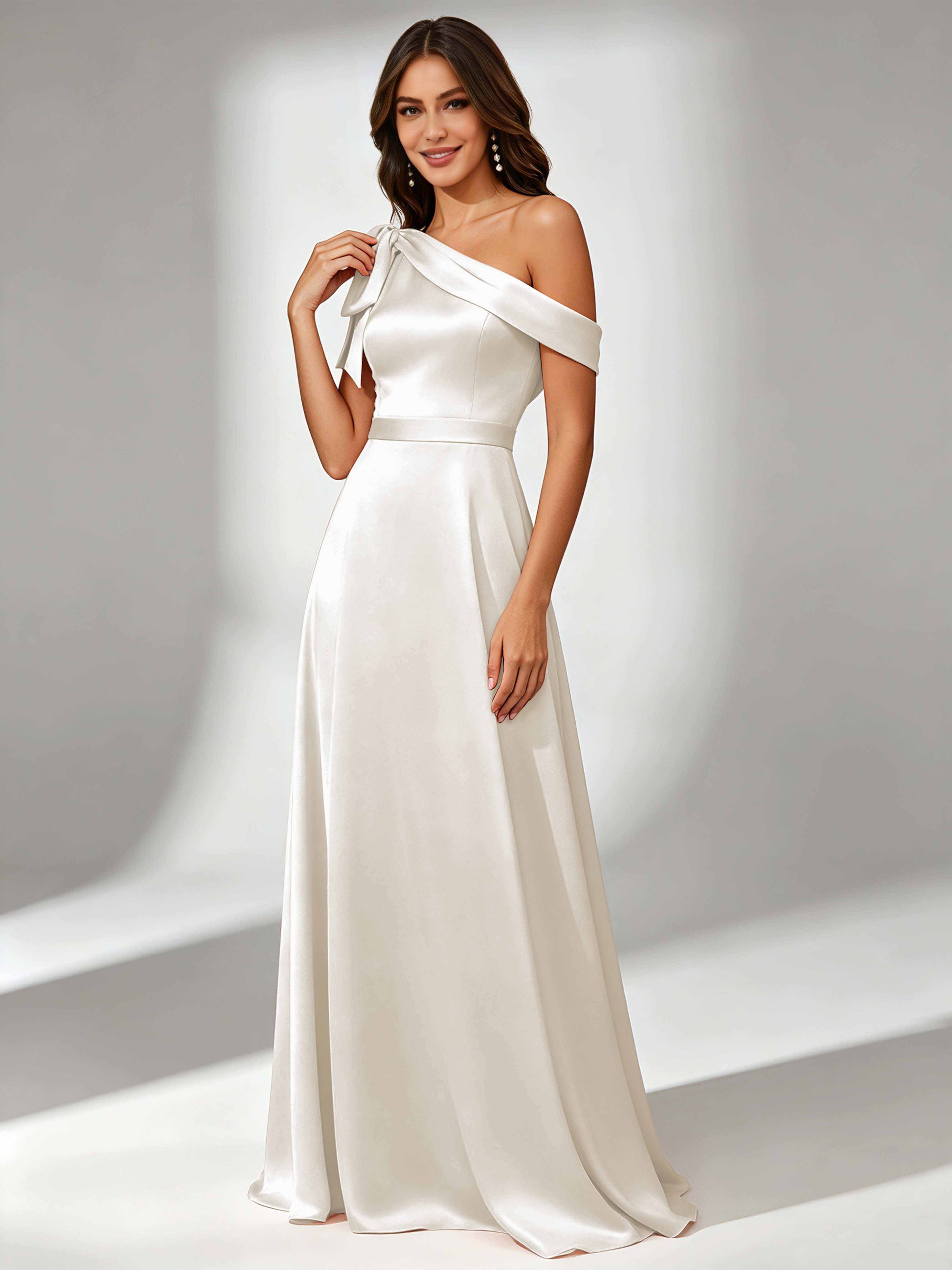 Satin One Shoulder Floor Length Bridesmaid Dresses