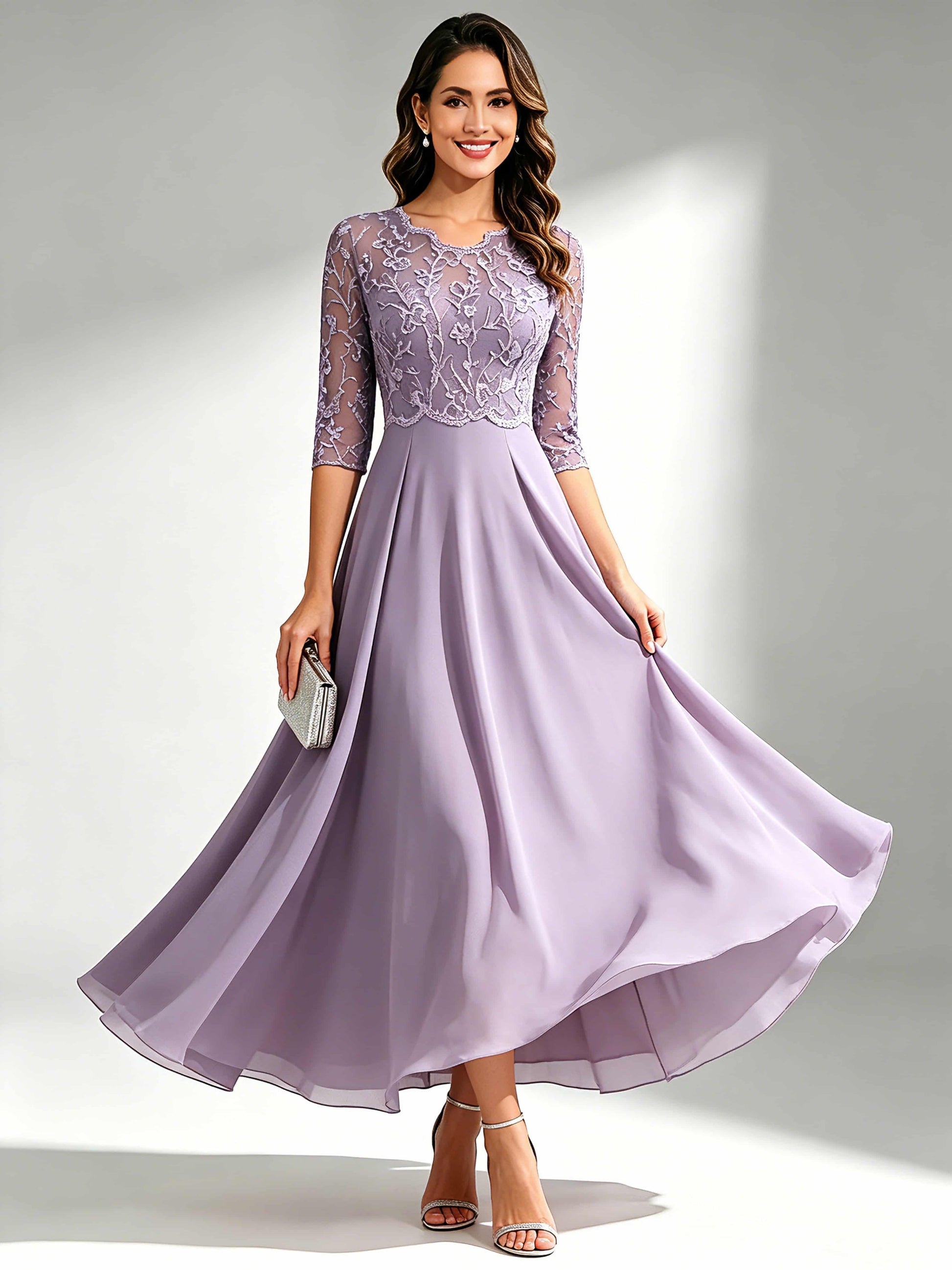 Lace Appliques Chiffon Dressy Mother of The Bride Dresses