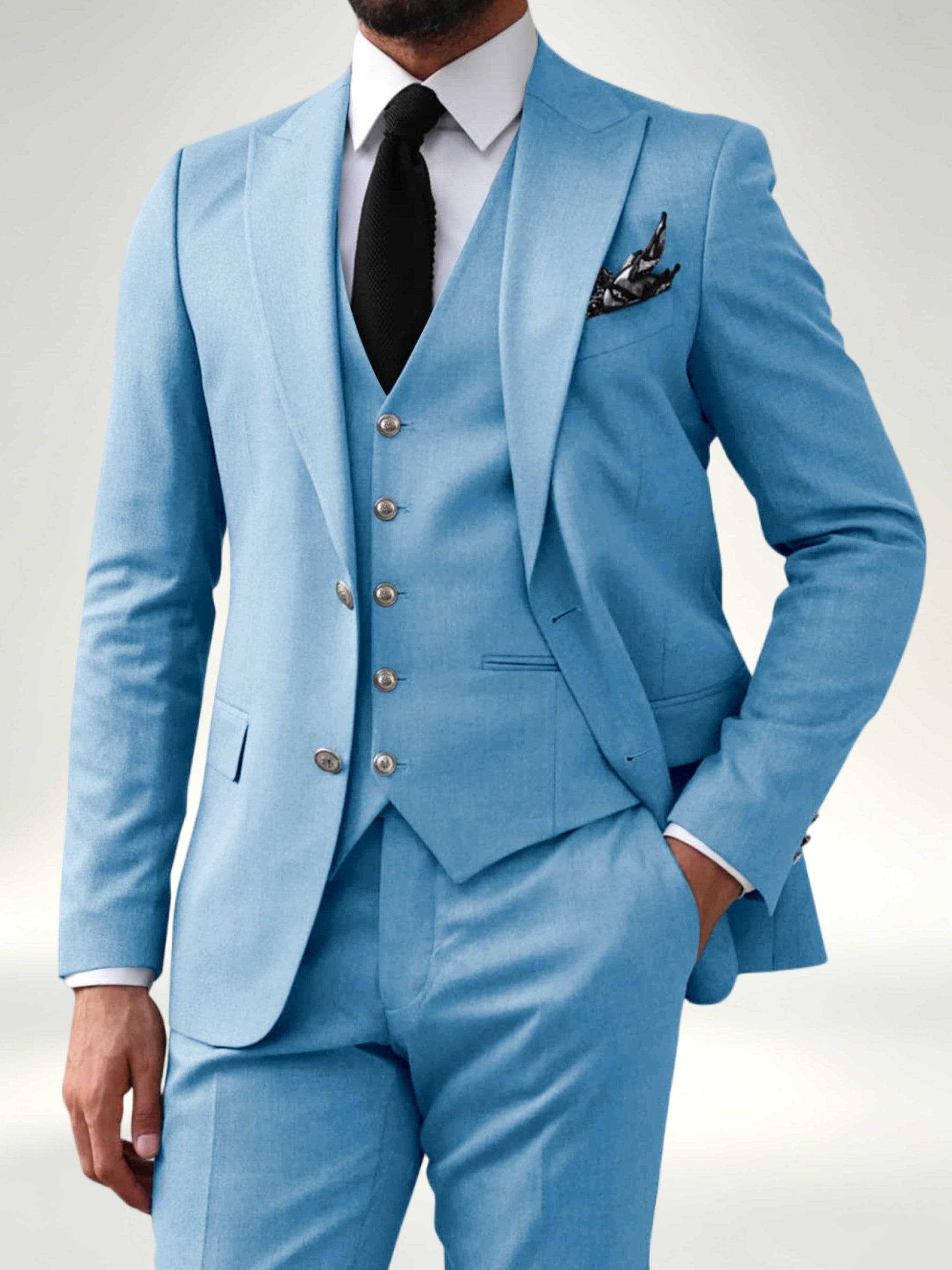 Elegant Men's 2 Button Solid 3 Pieces Formal Wedding Suits