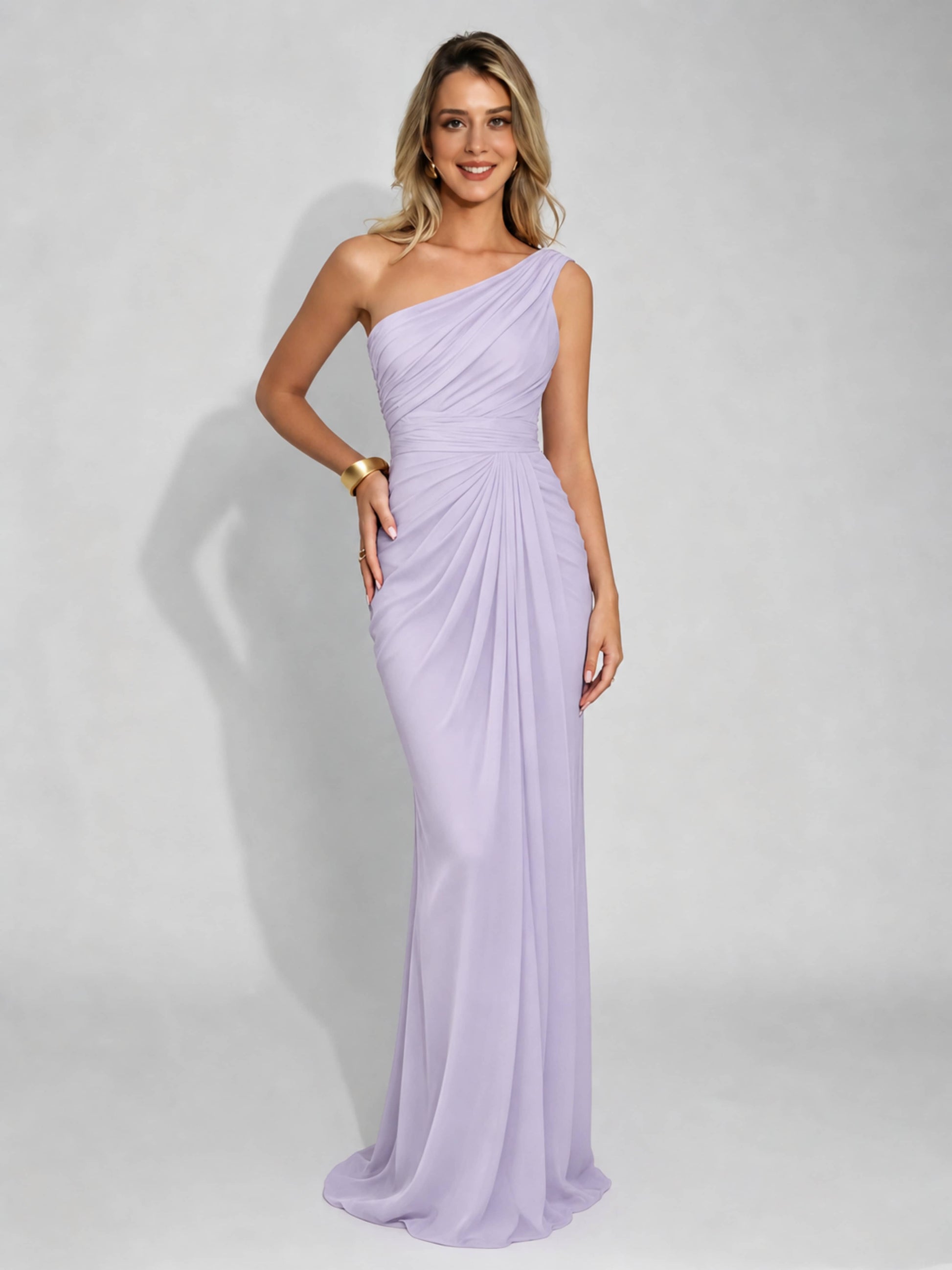 One Shoulder Pleated Mermaid Bridesmaid Dresses