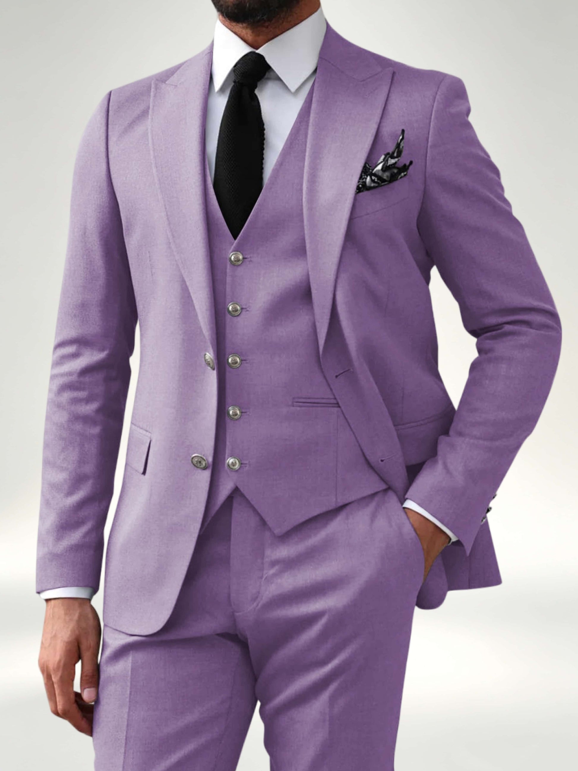 Elegant Men's 2 Button Solid 3 Pieces Formal Wedding Suits