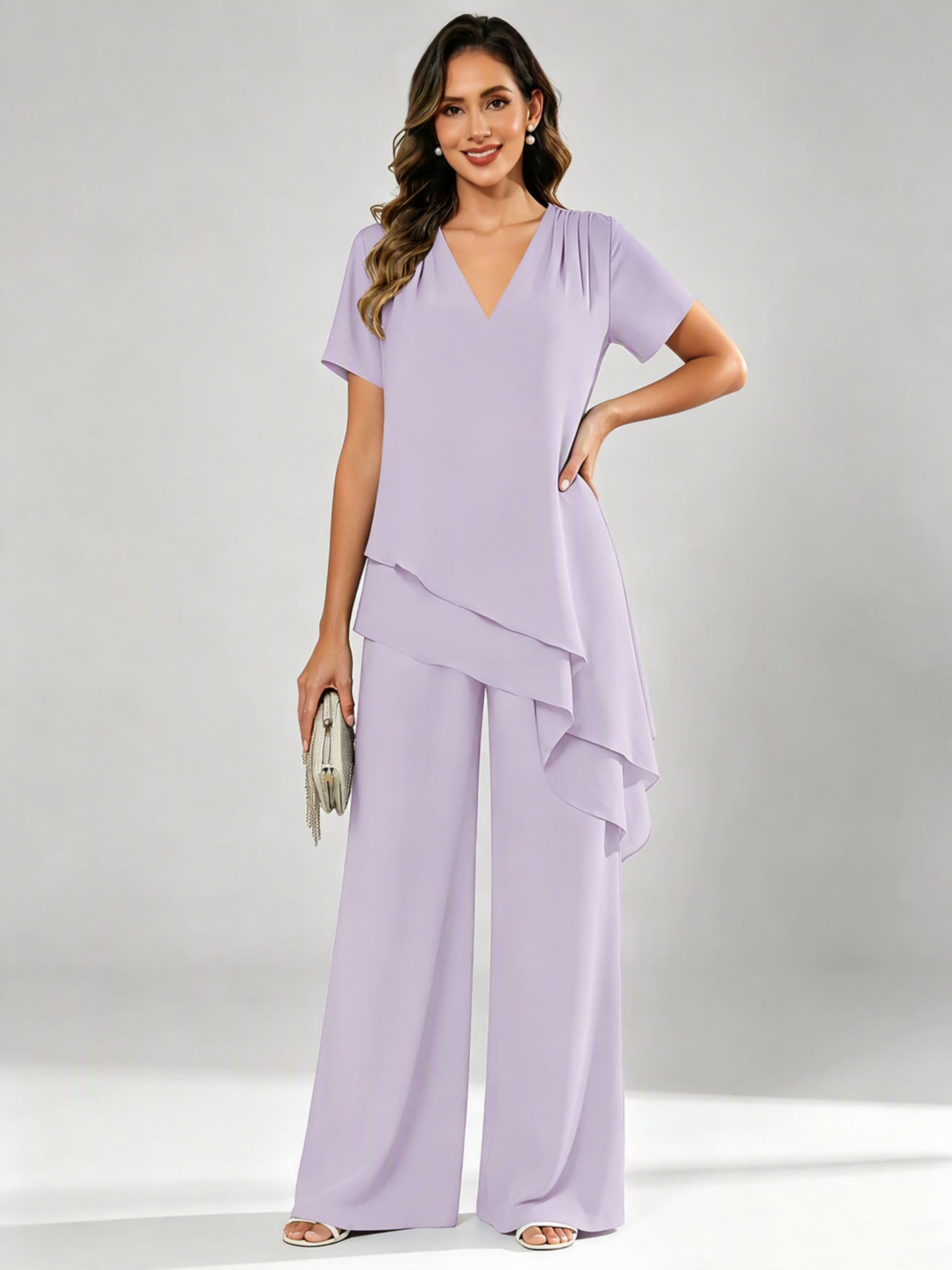 Chiffon 2 Pieces Dressy Mother of The Birde Pant Suits