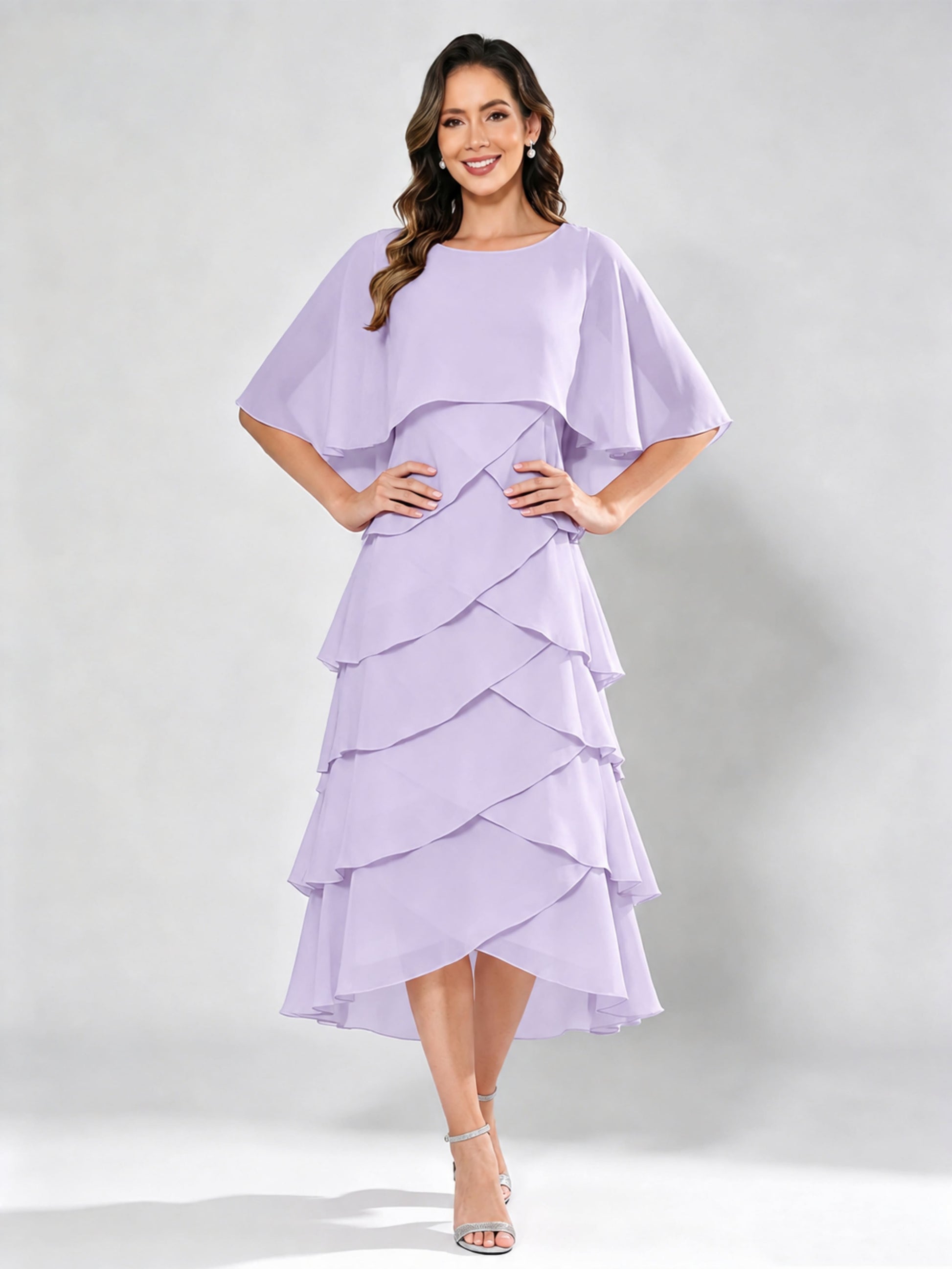 Chiffon Tiered Mother of The Bride Dress for Women Wedding