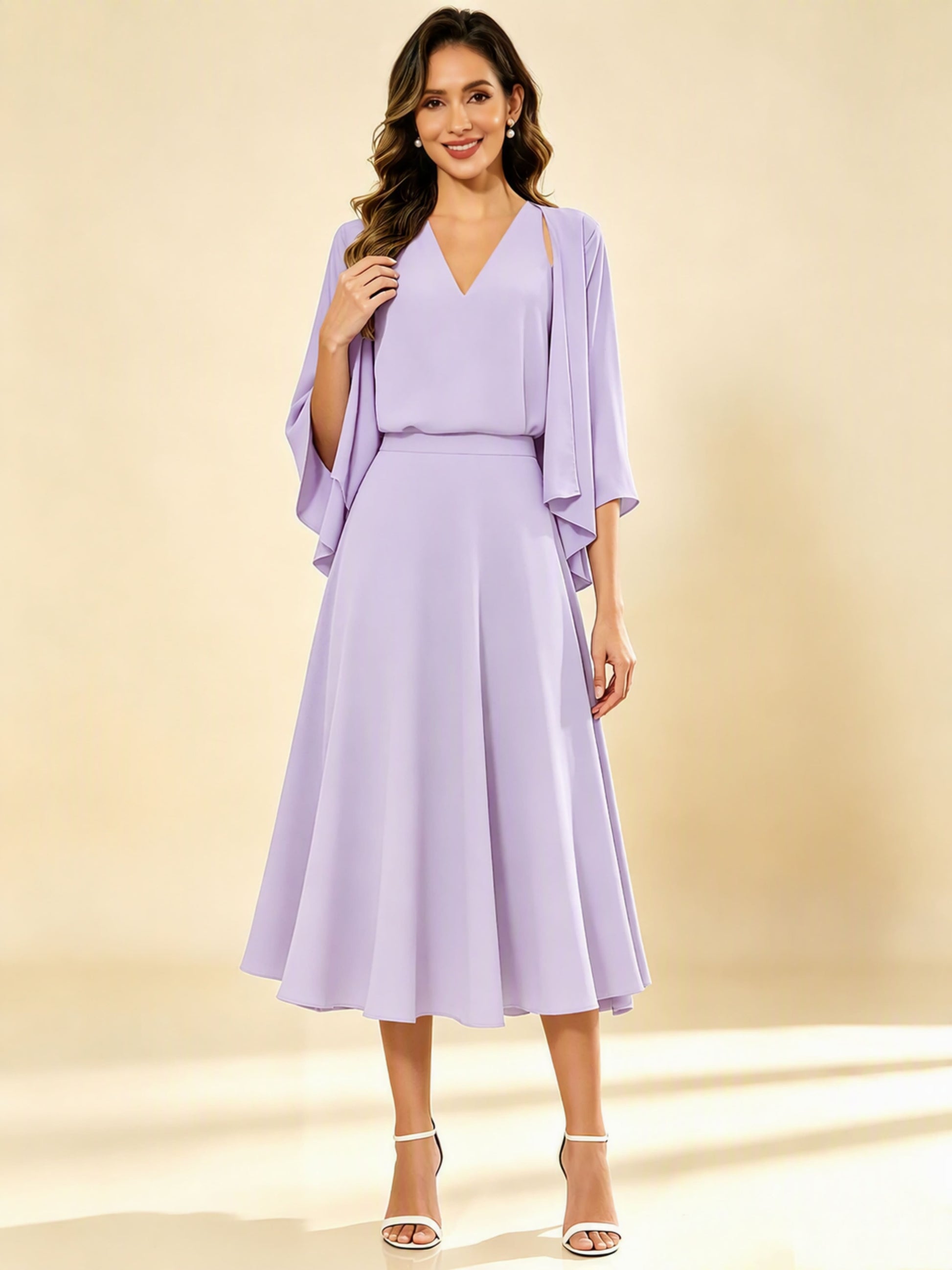 A-Line Chiffon 3 Pieces Dressy Mother of The Bride Dresses
