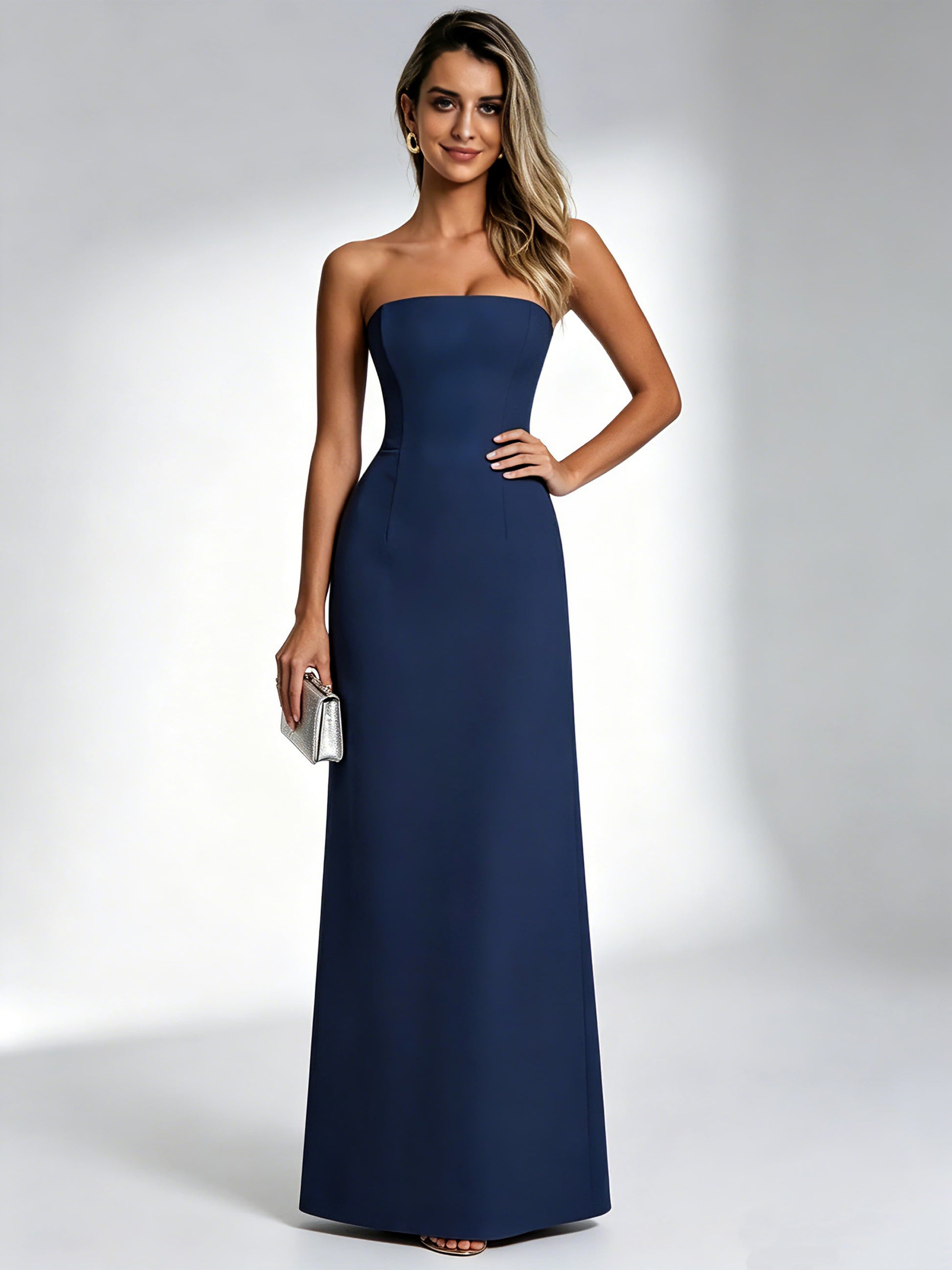 Satin Prom Dresses for Teens Strapless Formal Evening Gown