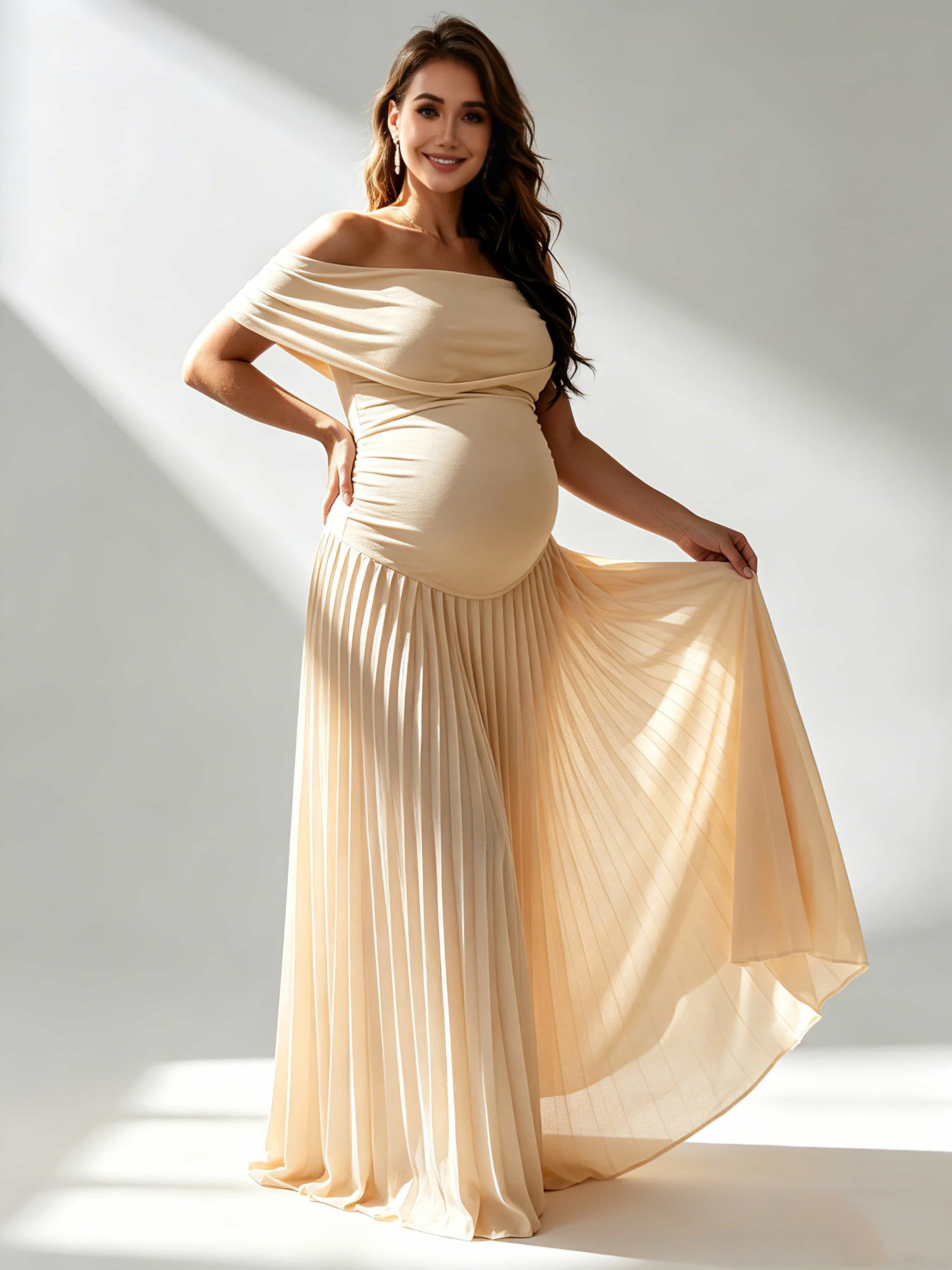 Off The Shoulder Spandex Maternity Dresses for Photoshoot