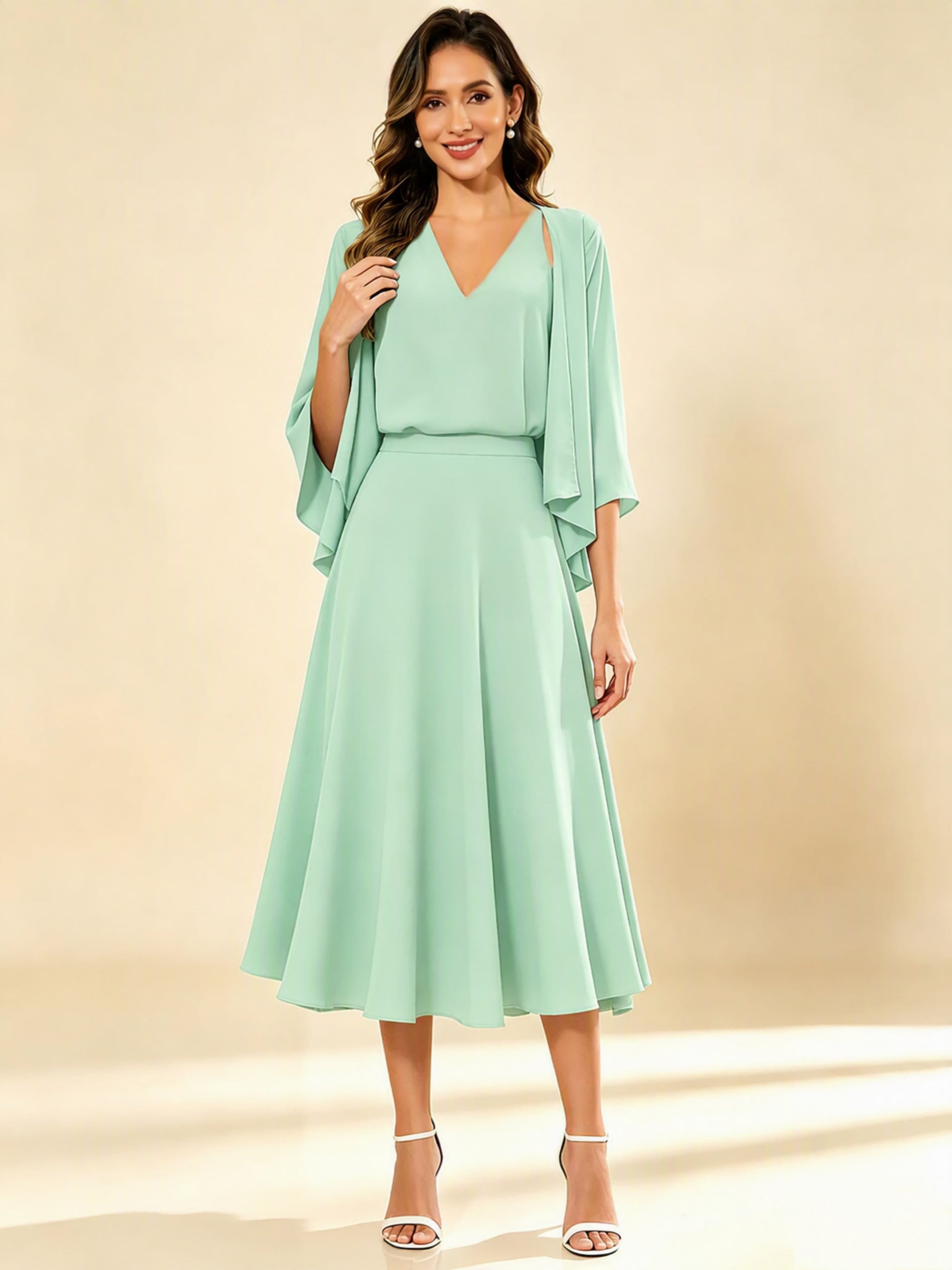 A-Line Chiffon 3 Pieces Dressy Mother of The Bride Dresses