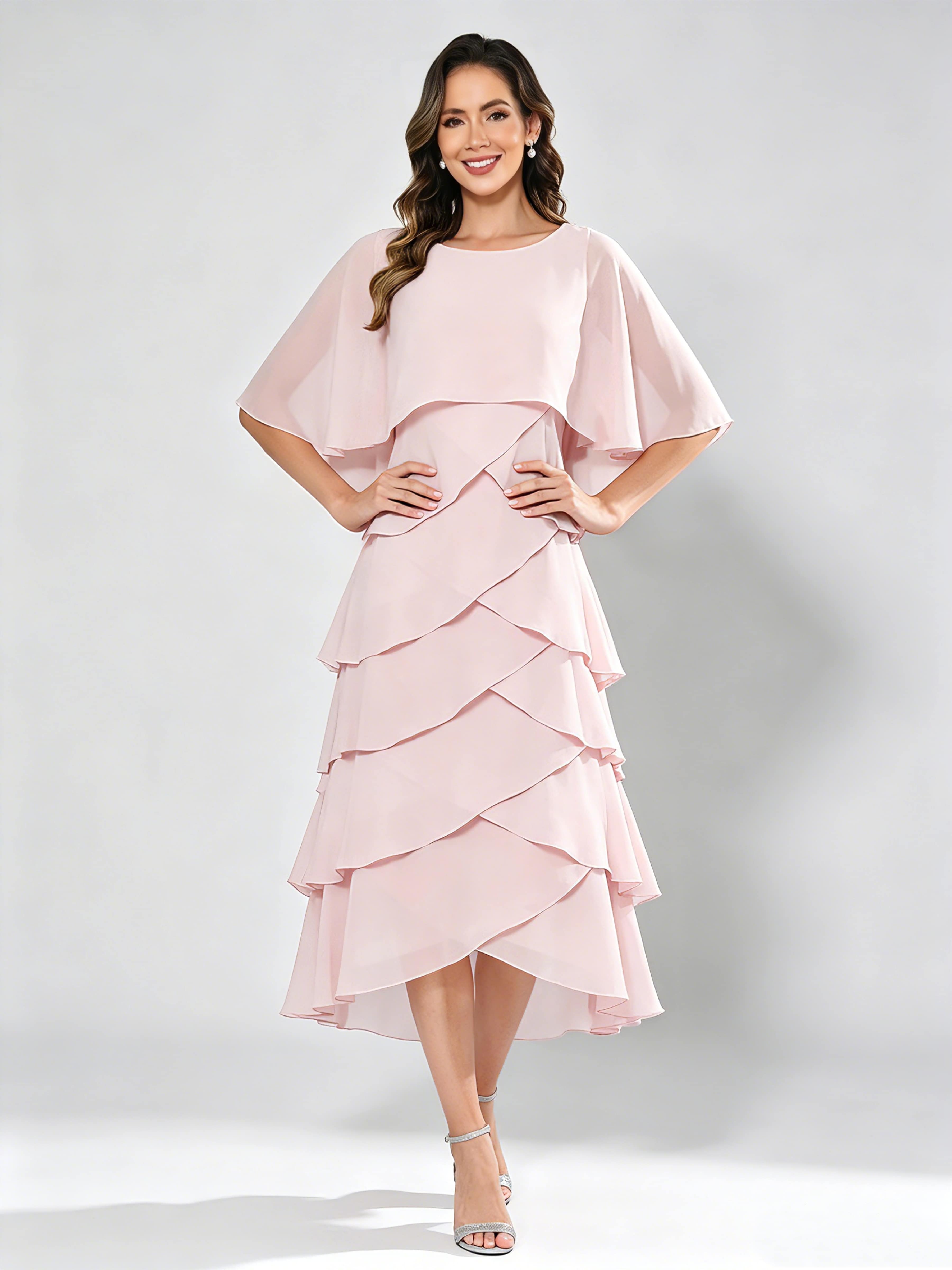 Chiffon Tiered Mother of The Bride Dress for Women Wedding