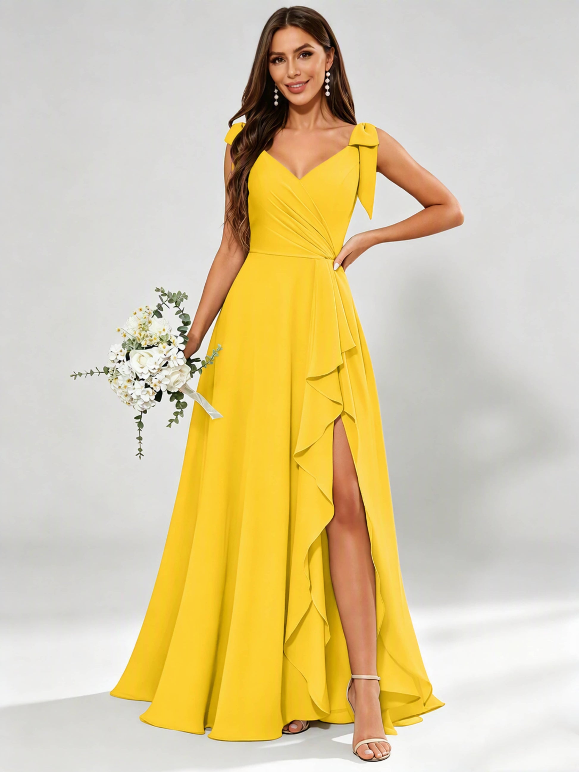 V-Neck Chiffon Bridesmaid Dresses
