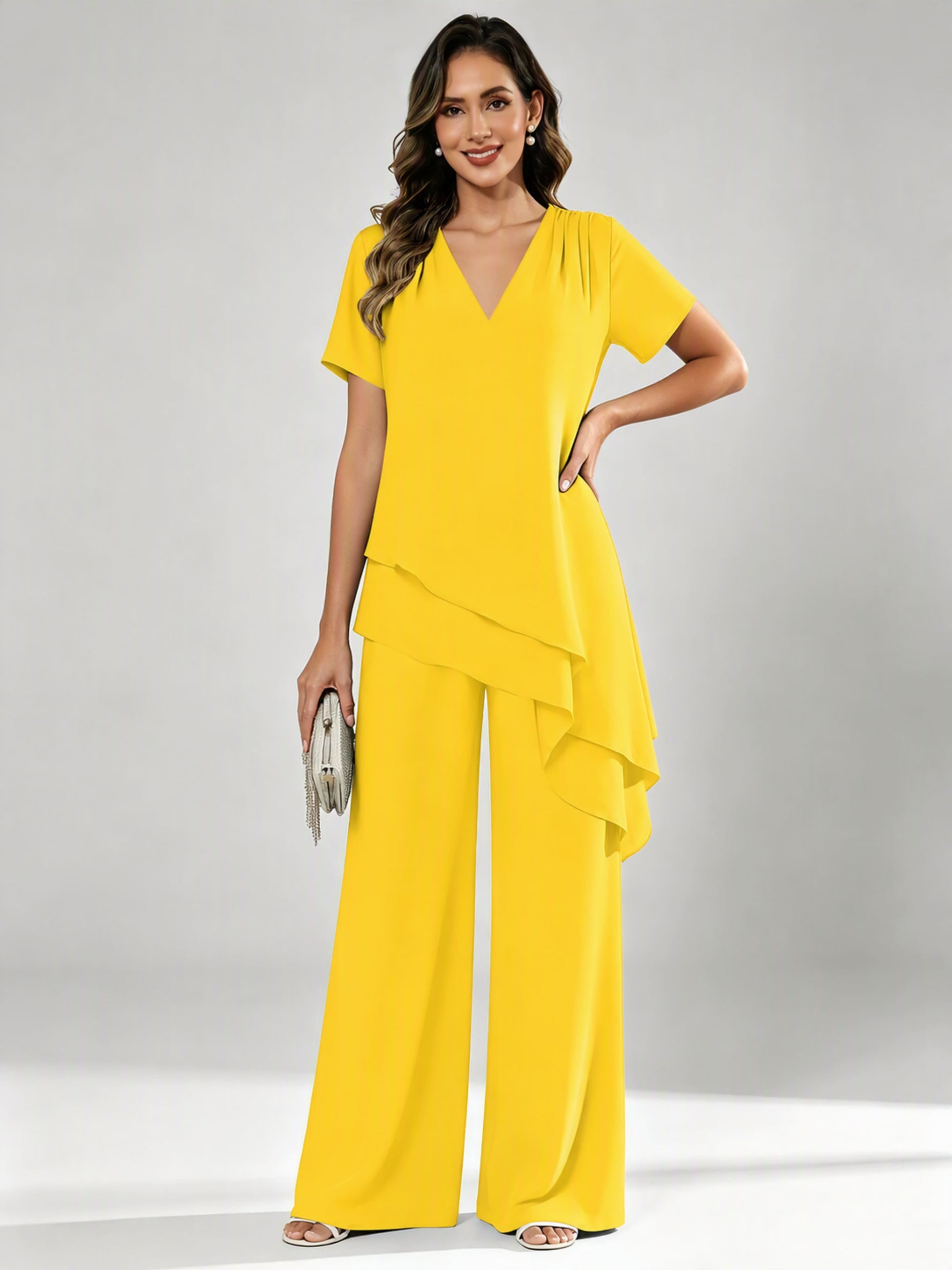 Chiffon 2 Pieces Dressy Mother of The Birde Pant Suits