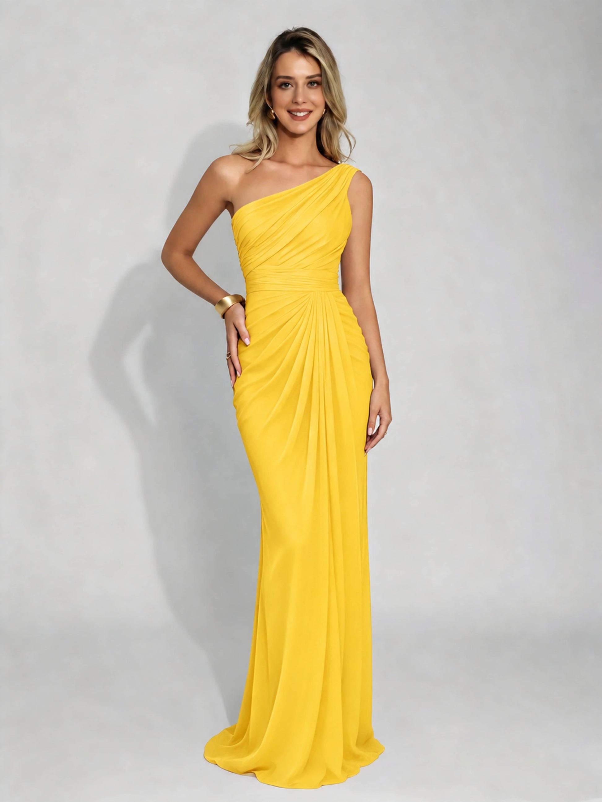 One Shoulder Pleated Mermaid Bridesmaid Dresses