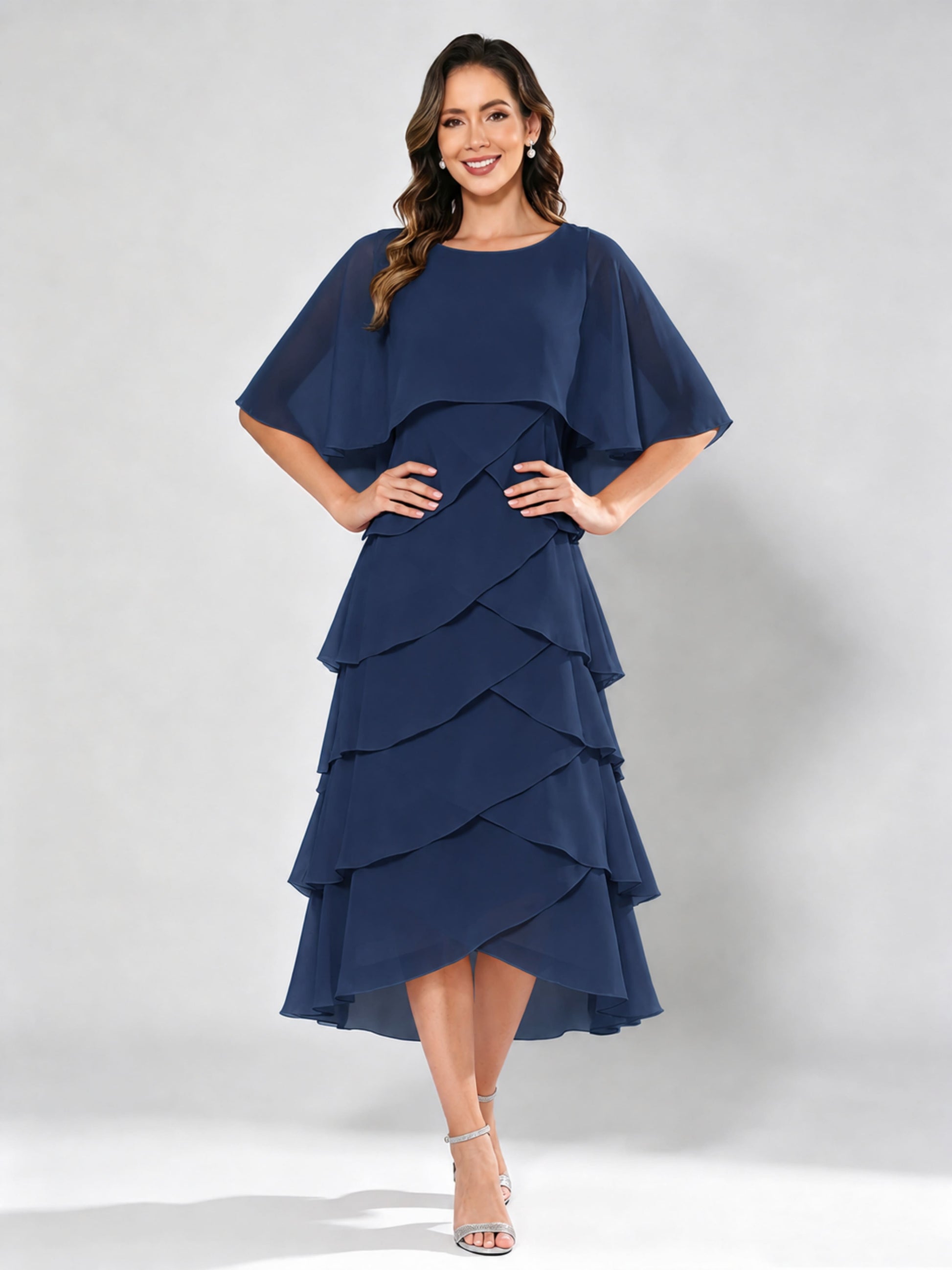 Chiffon Tiered Mother of The Bride Dress for Women Wedding