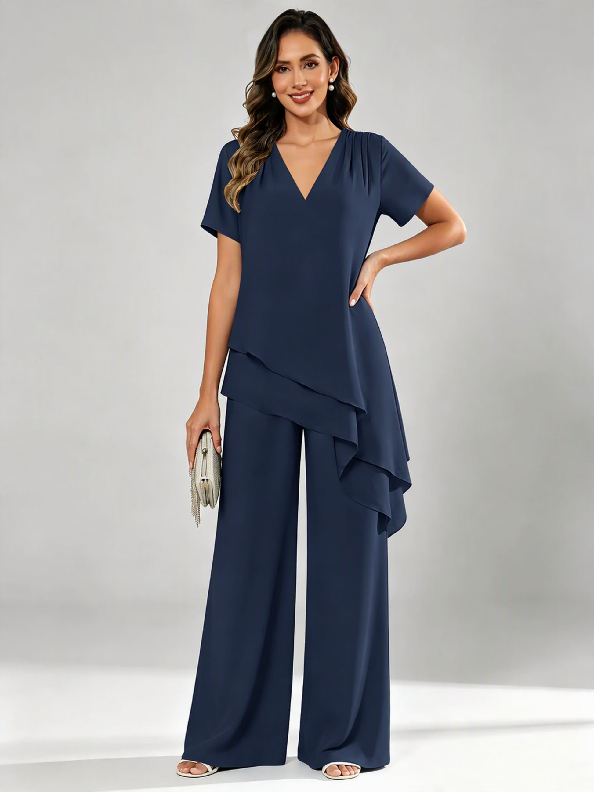 Chiffon 2 Pieces Dressy Mother of The Birde Pant Suits