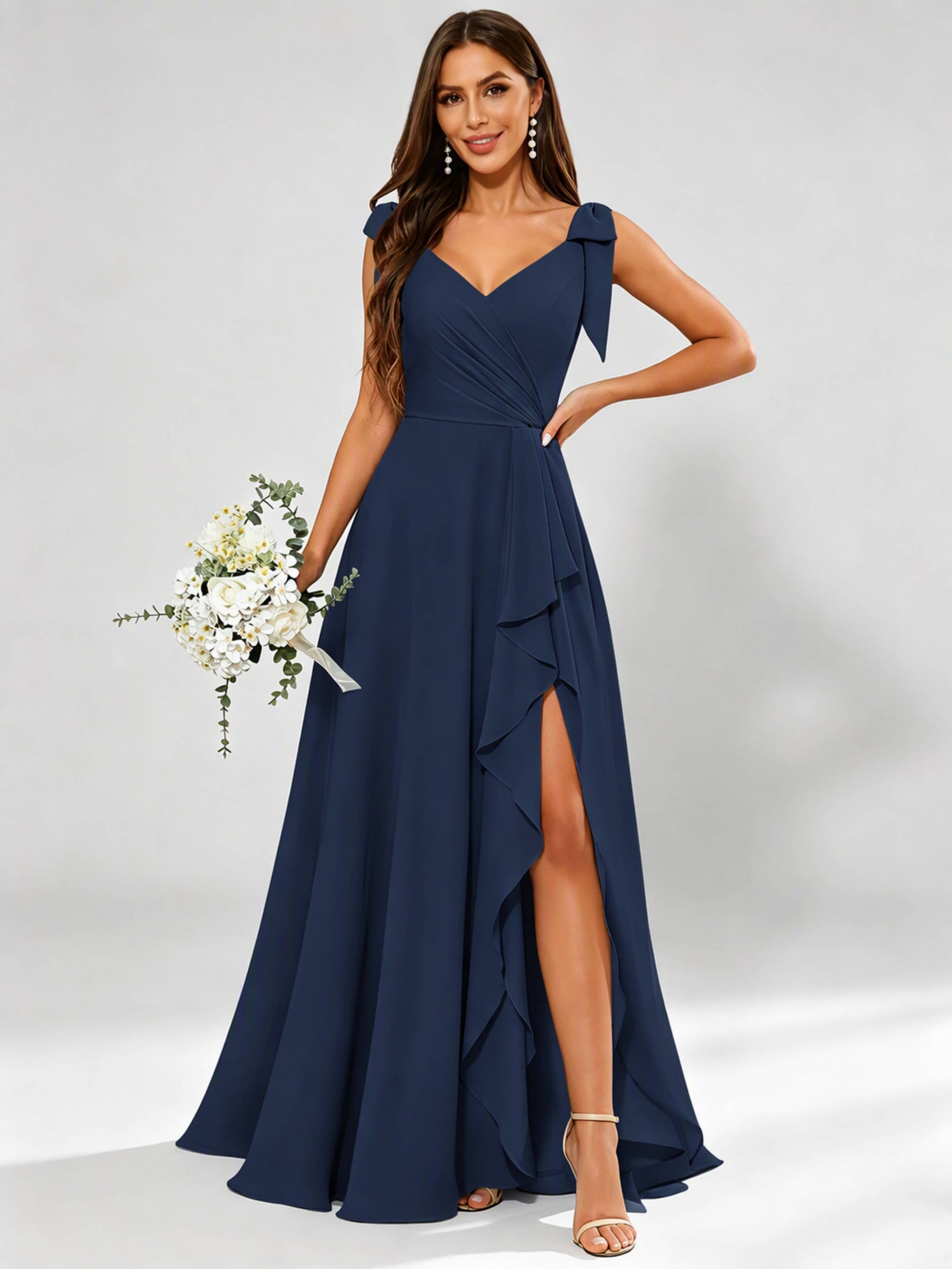 V-Neck Chiffon Bridesmaid Dresses